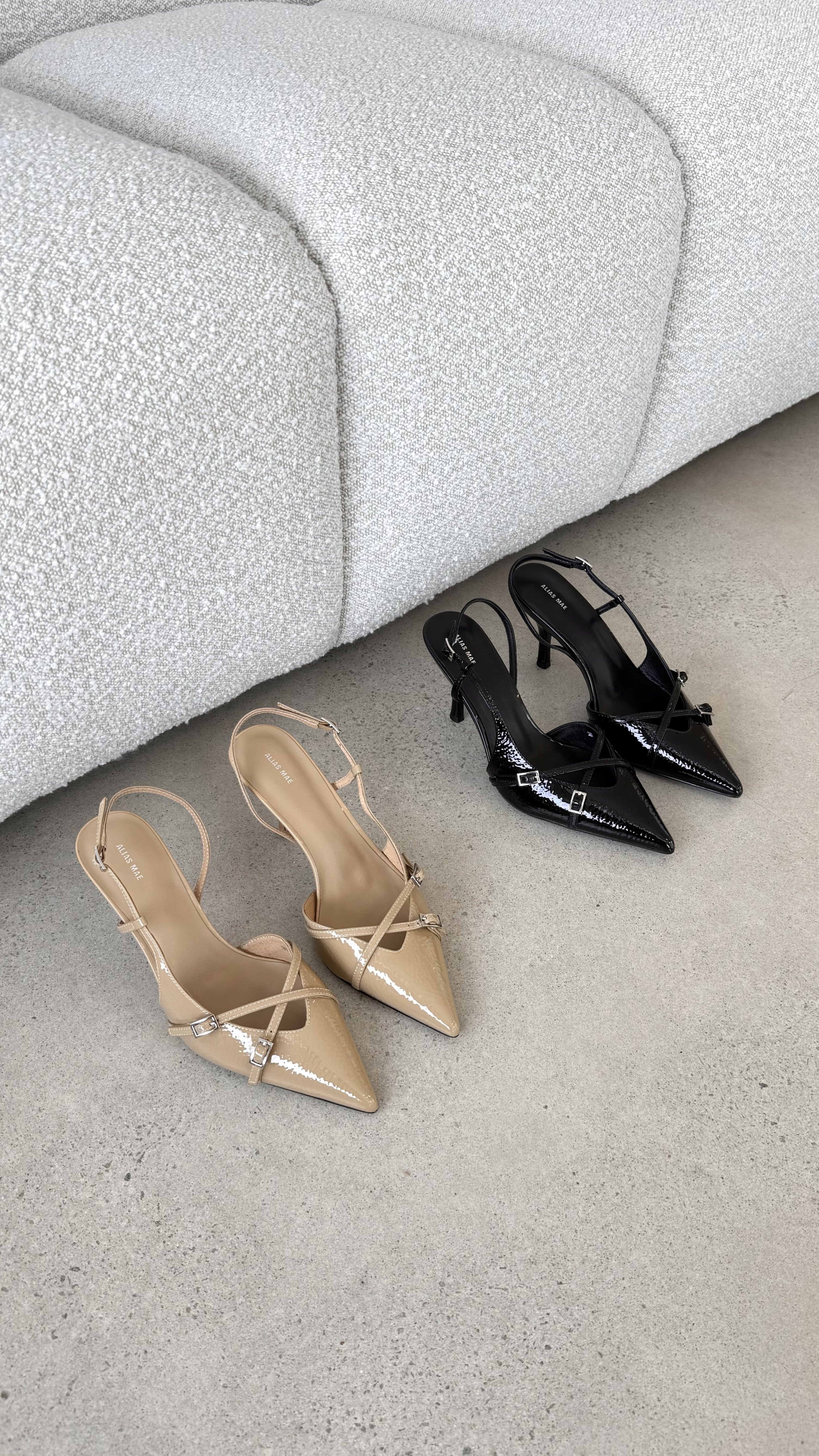 Faith Heel - Black Crinkle Patent