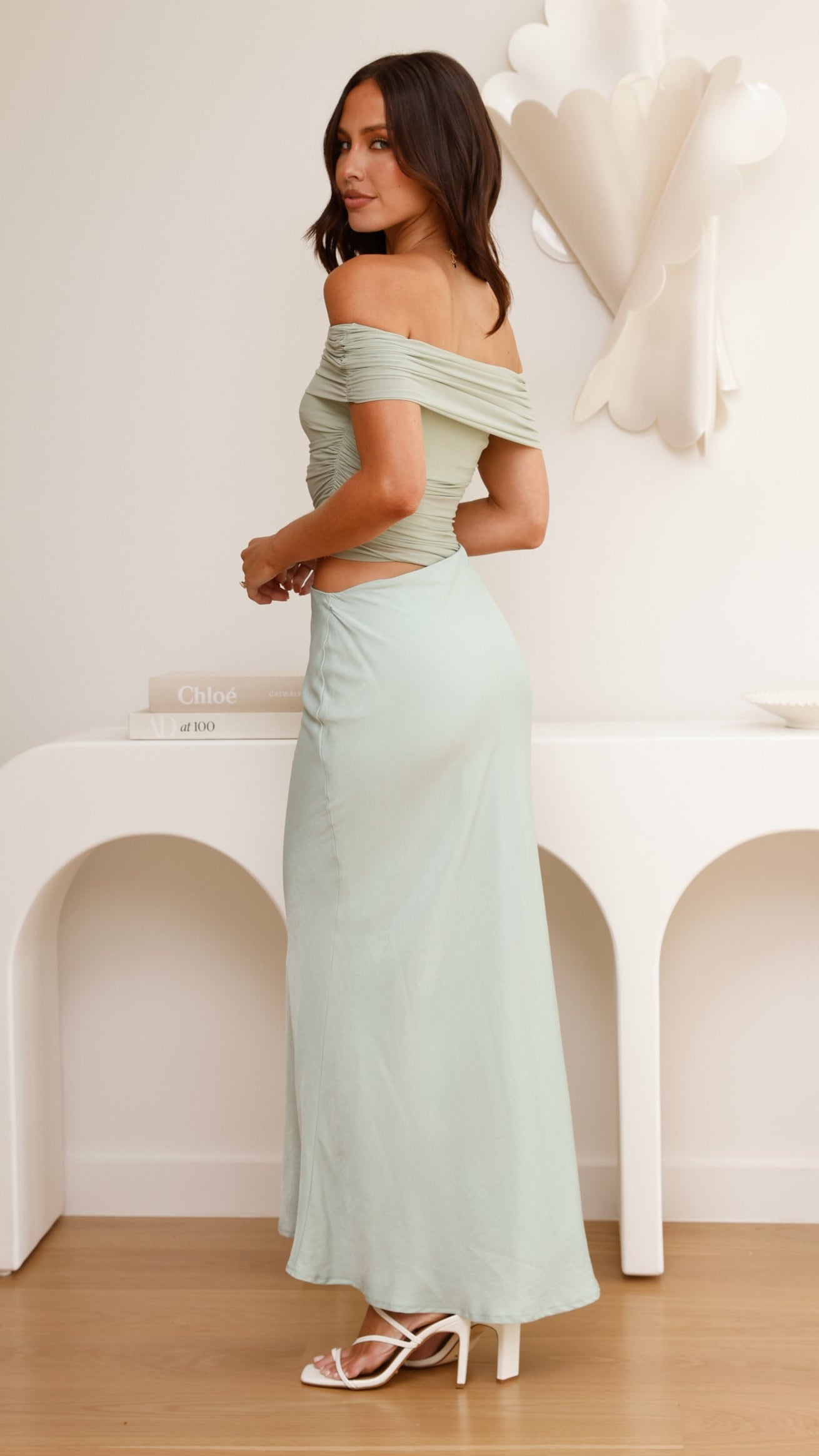 Daena Off Shoulder Maxi Dress - Sage