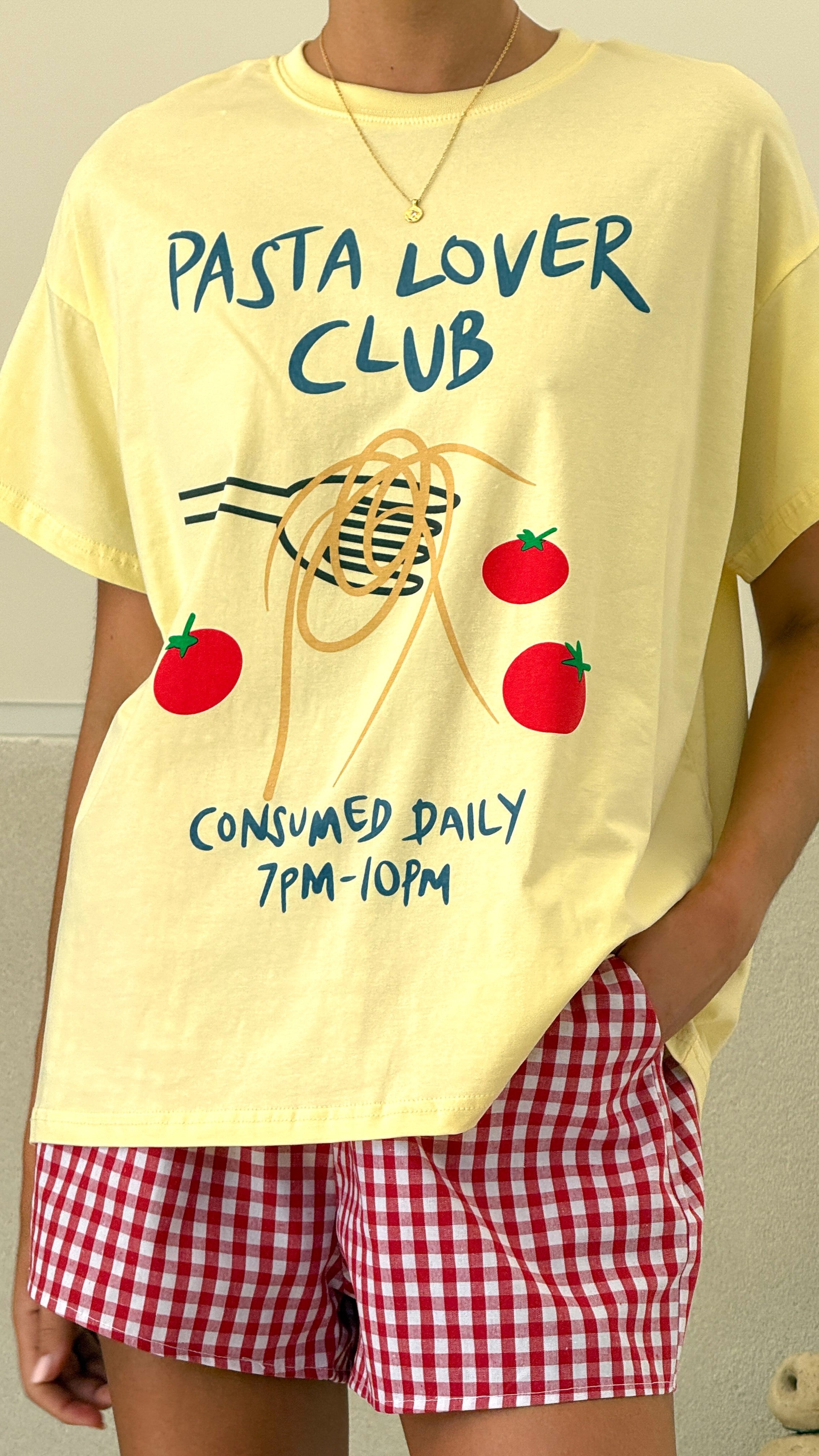 Pasta Lover Top and Shorts Set - Yellow/Red