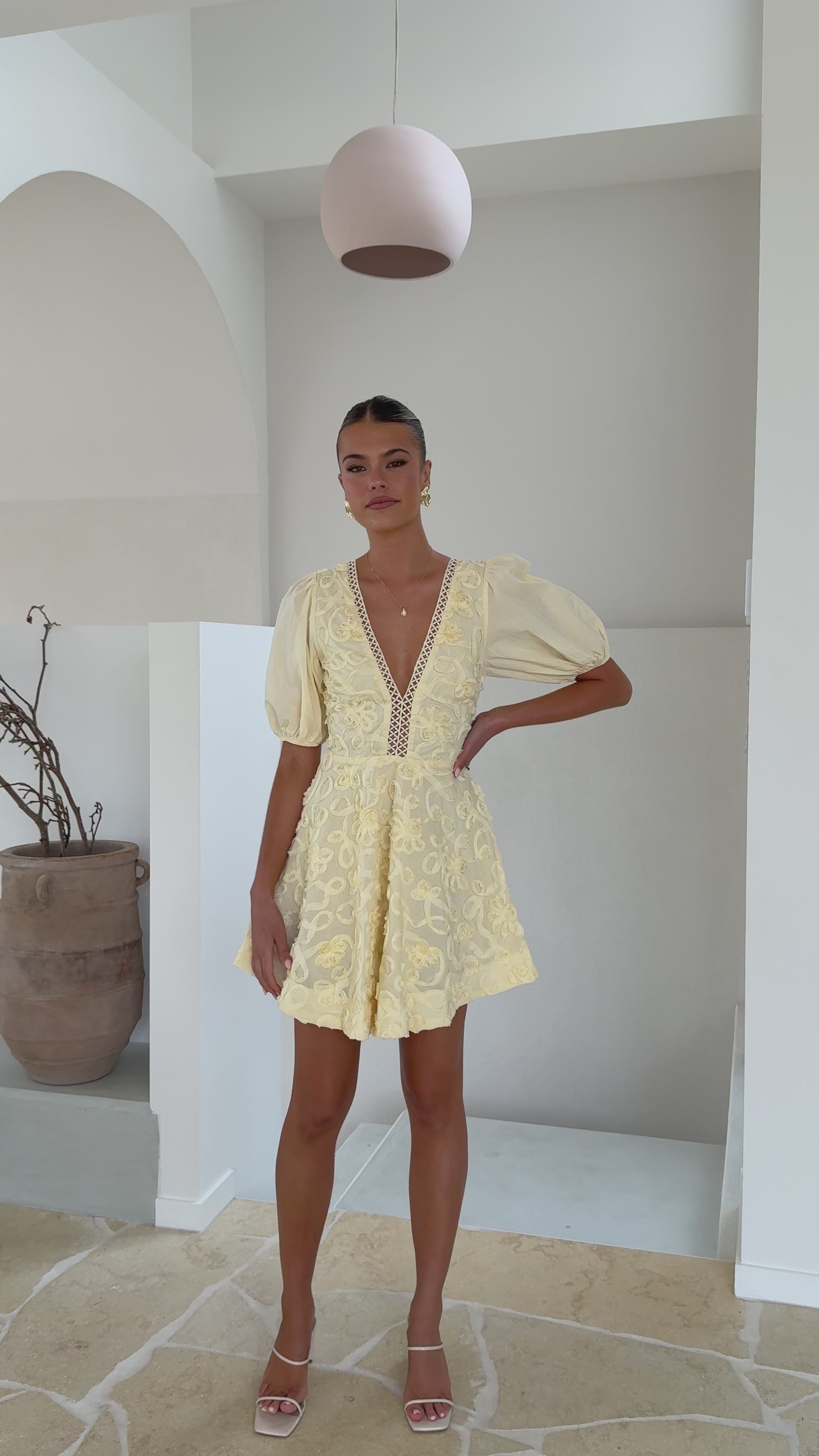 Calanthe Mini Dress - Lemon