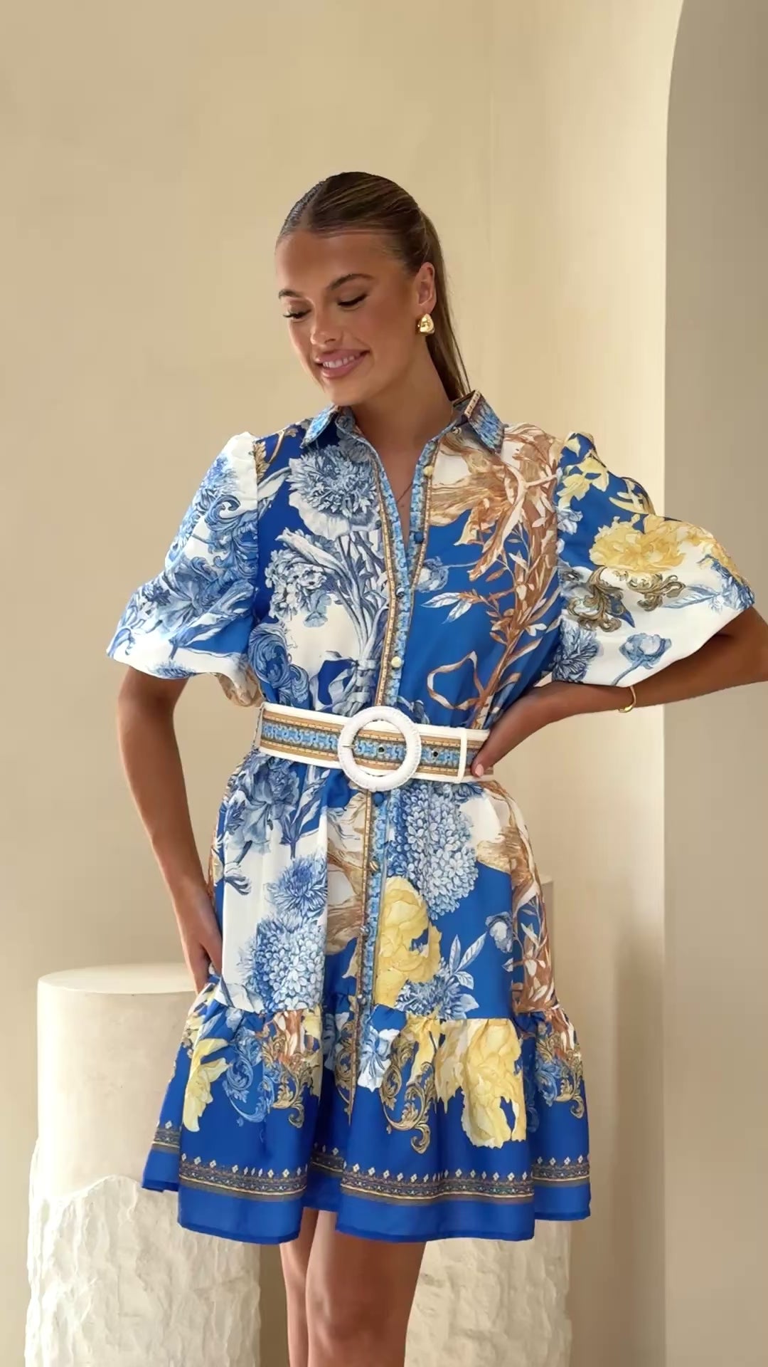 Kalliope Mini Dress - Blue Doll