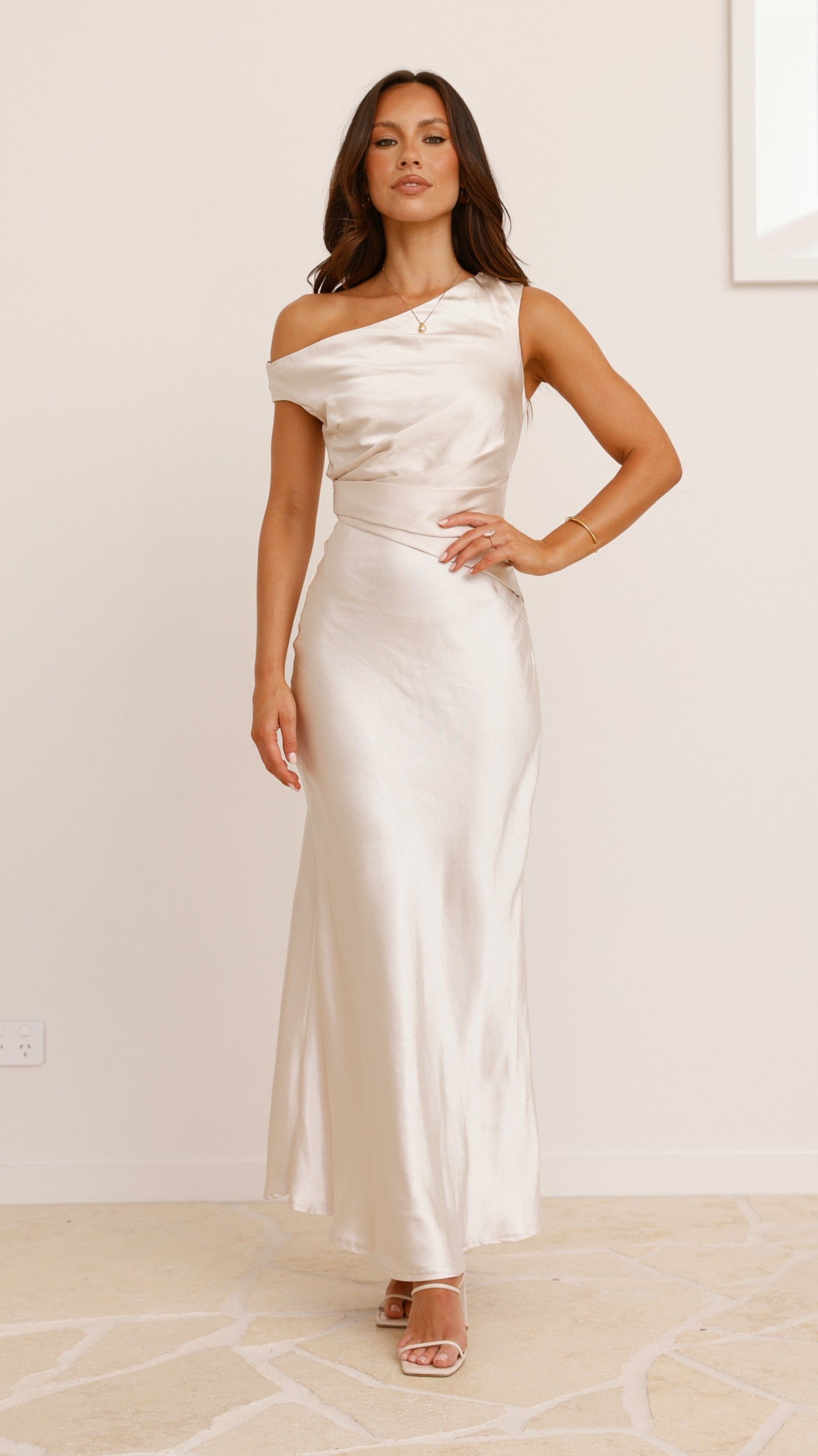 Auria Off Shoulder Maxi Dress - Champagne