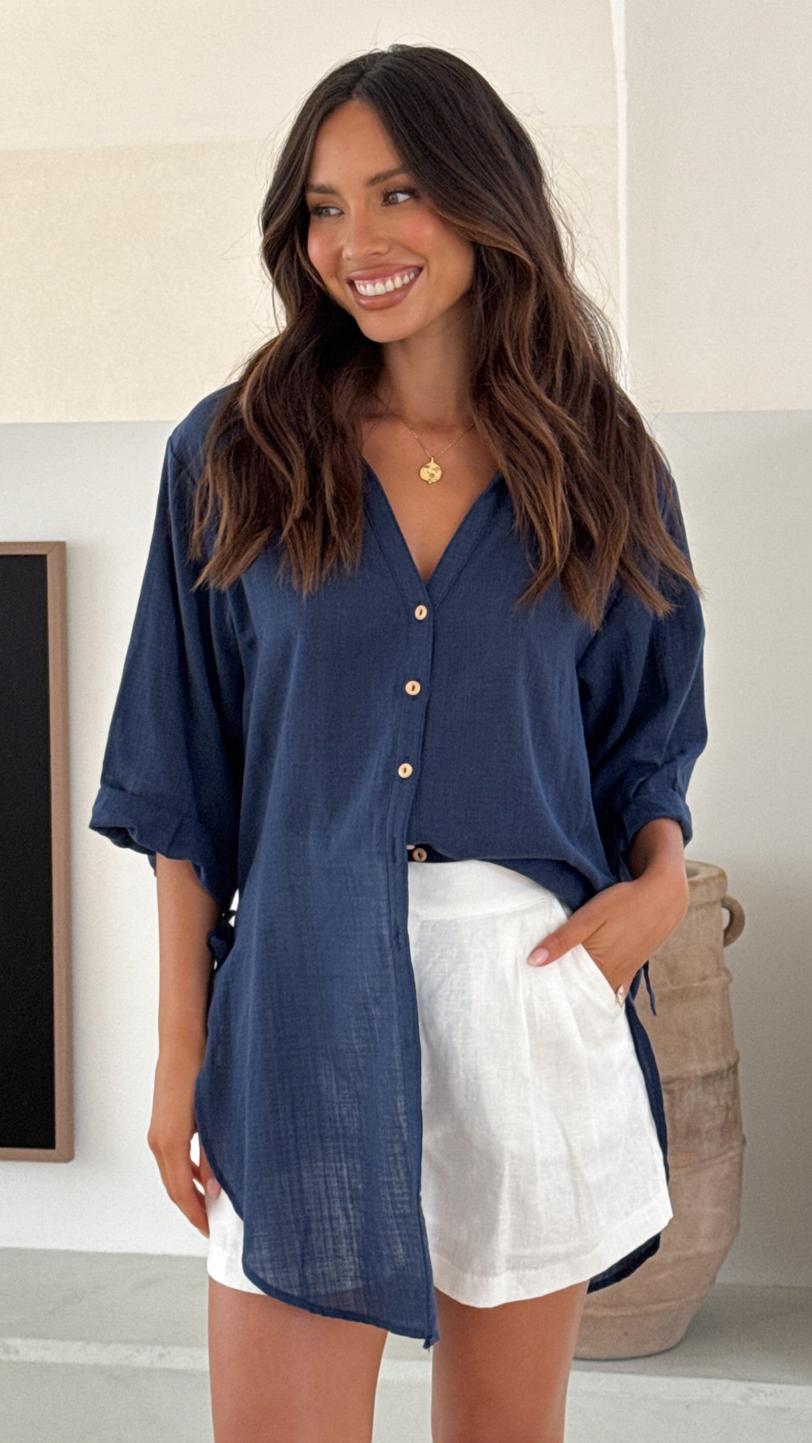 Vesper Short Sleeve Top - Navy