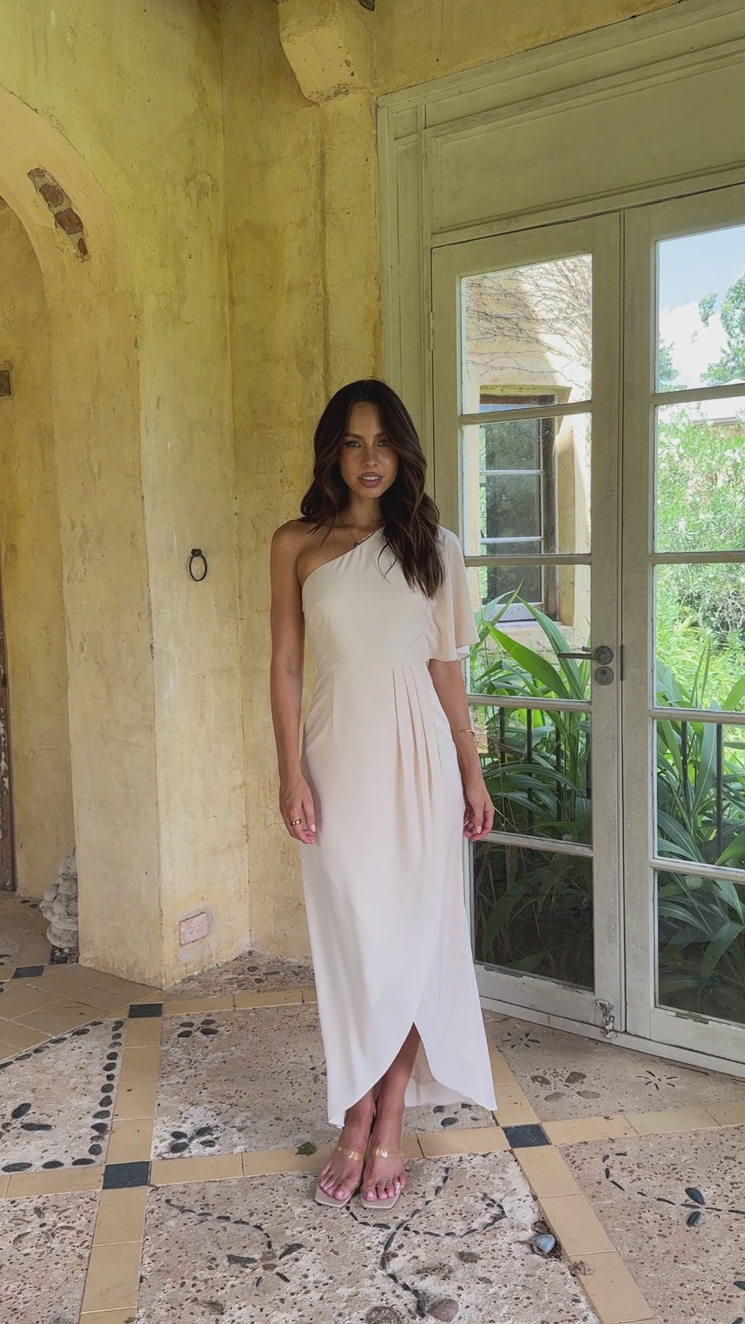 Emma One Sleeve Maxi Dress - Ivory