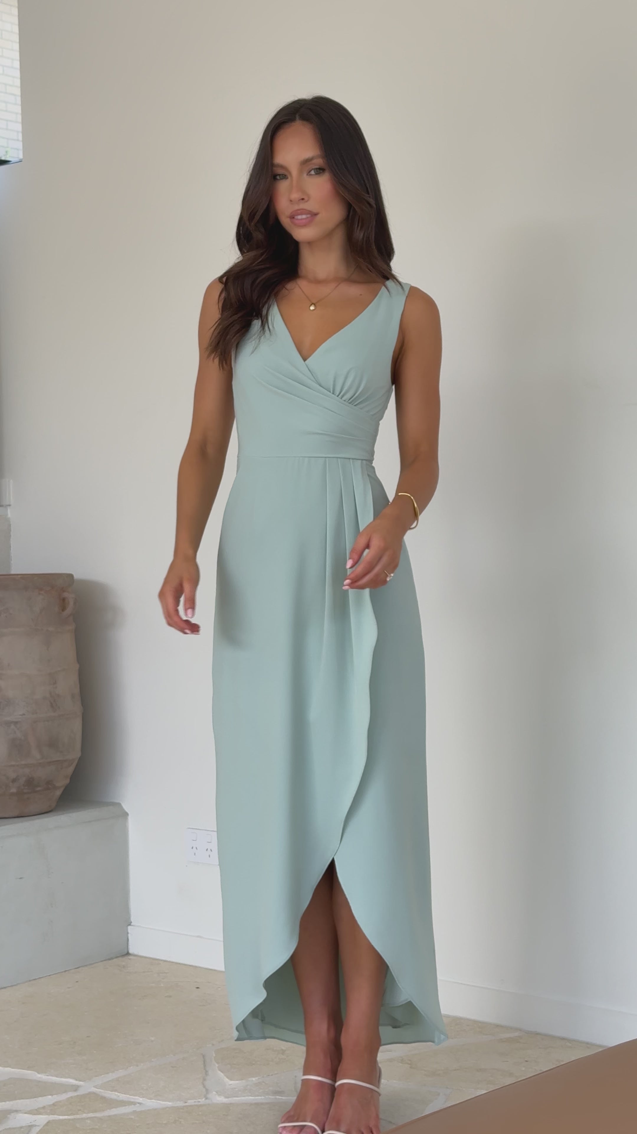 Pamela V Neck Maxi Dress - Sage