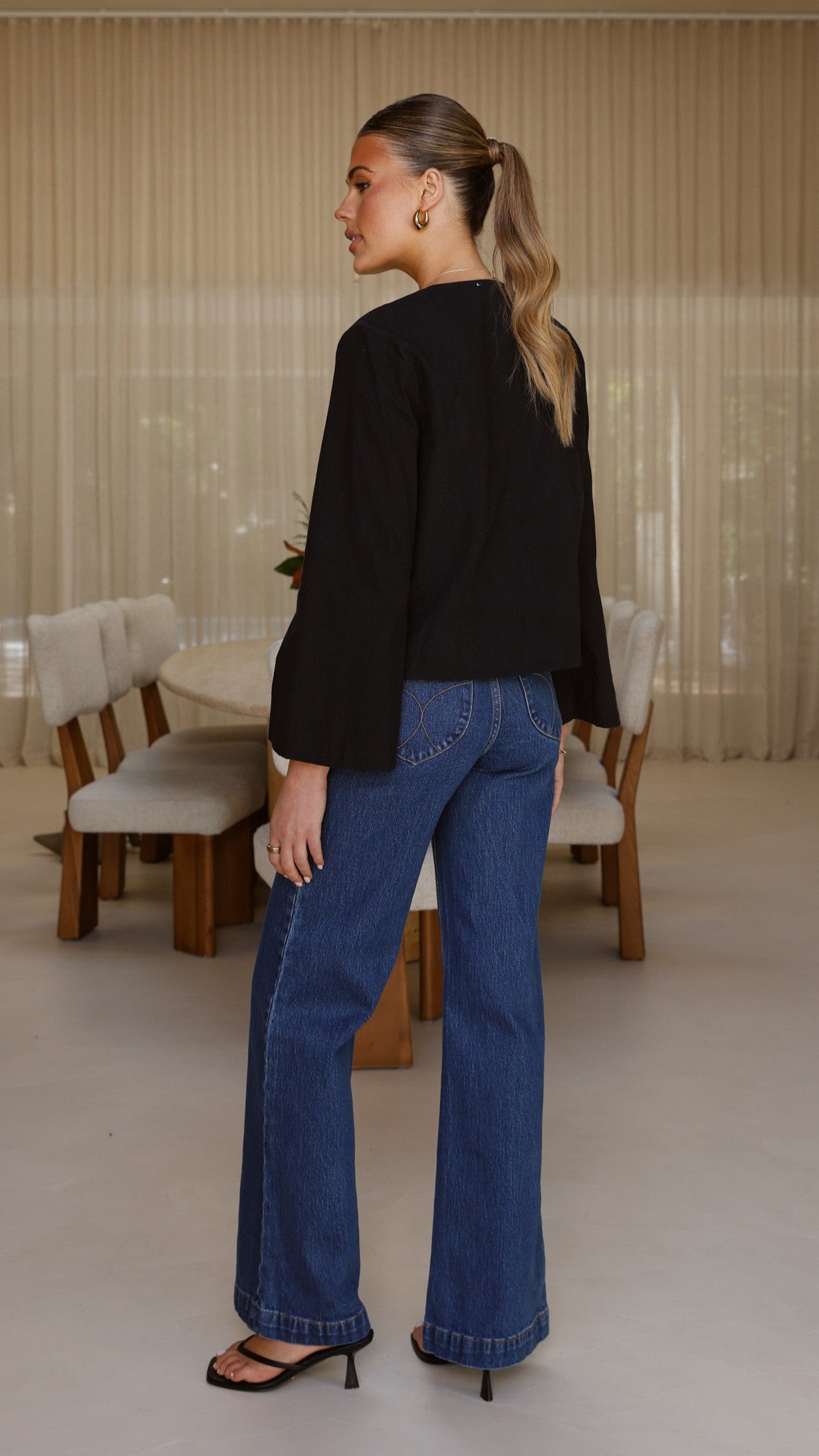 Kiera Tie Front Top - Black