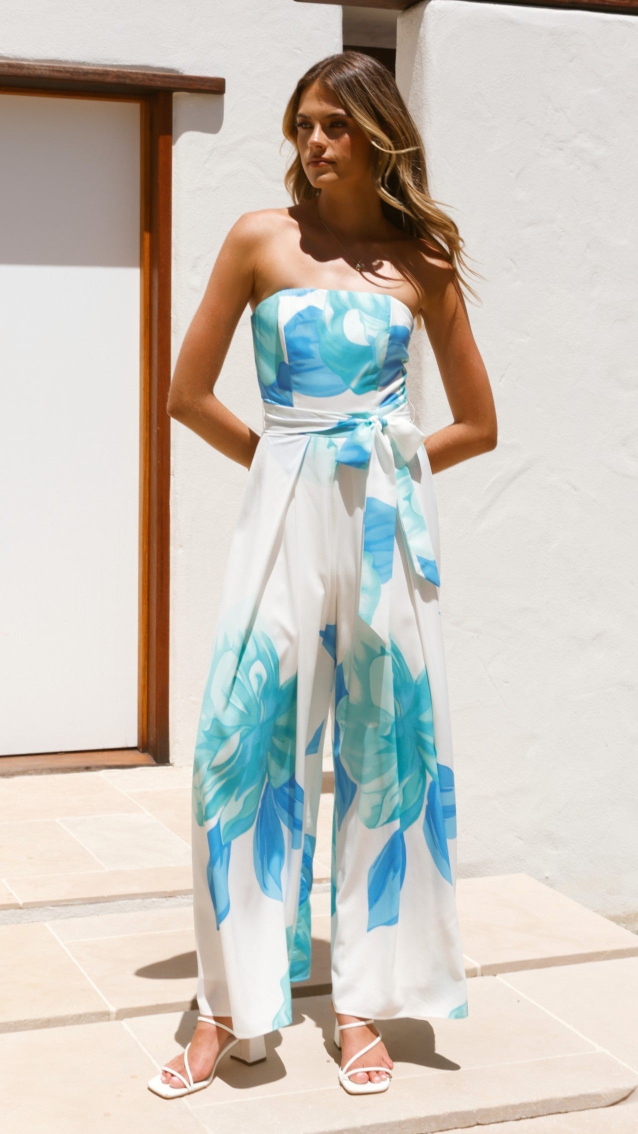 Maisy Strapless Jumpsuit - Blue Teal