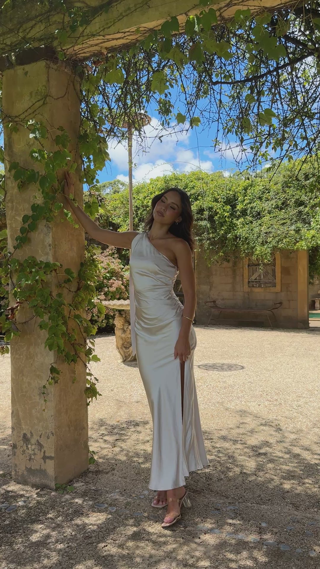 Halle One Shoulder Maxi Dress - Champagne