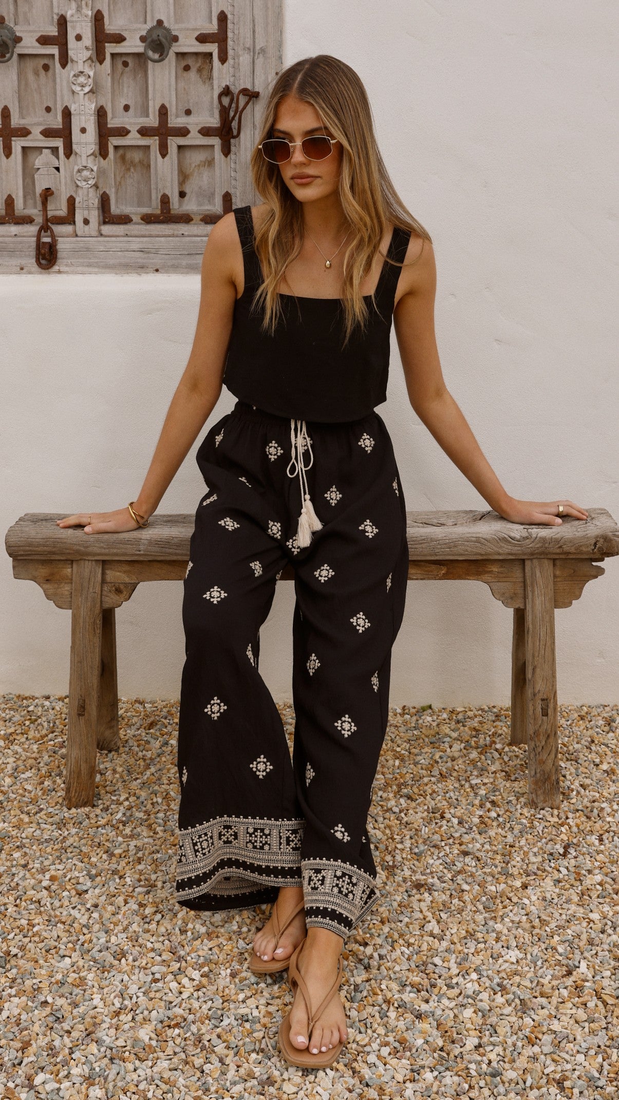 Deni Pants - Black/Beige
