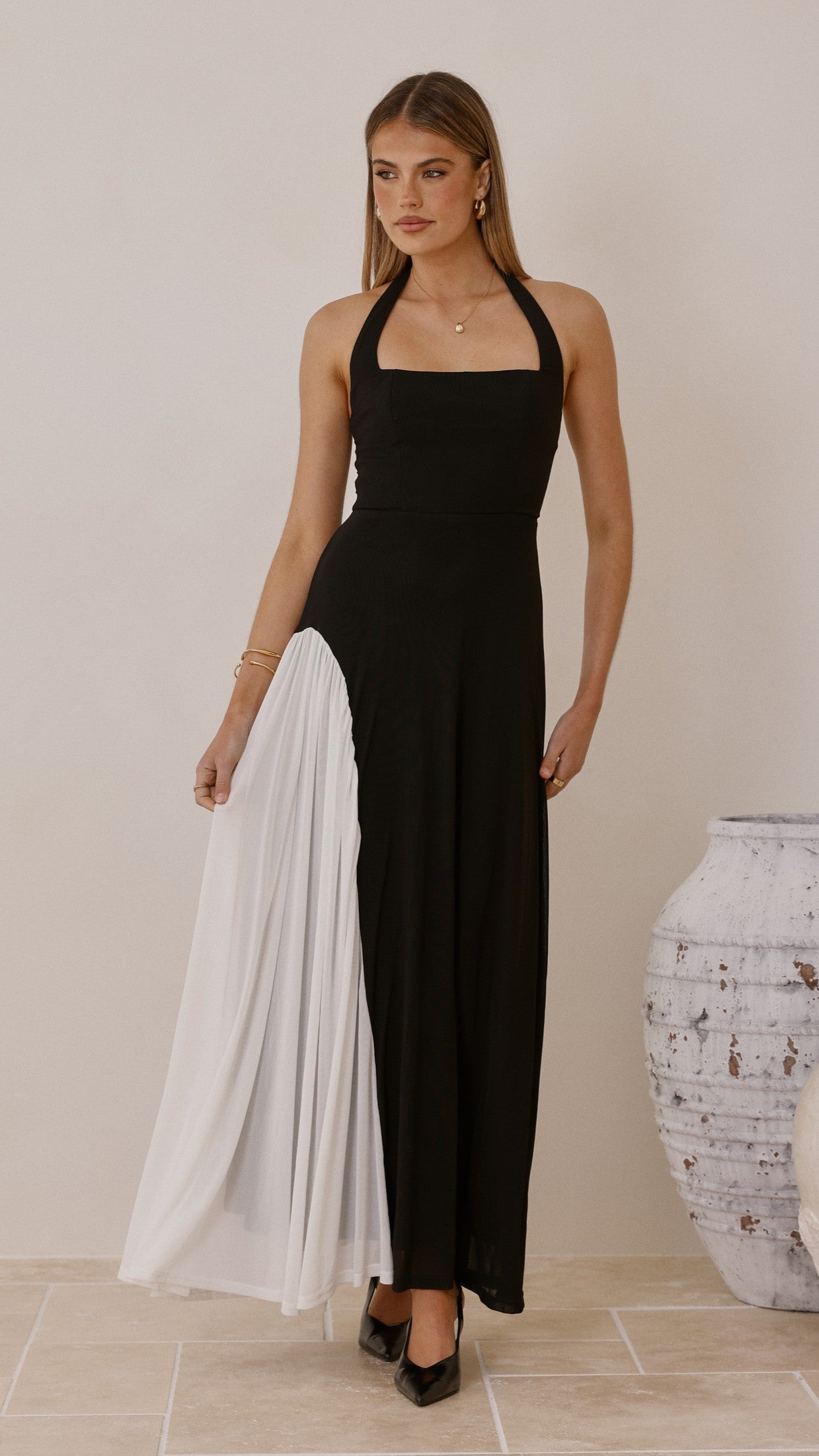 Cia Maxi Dress - Black/White