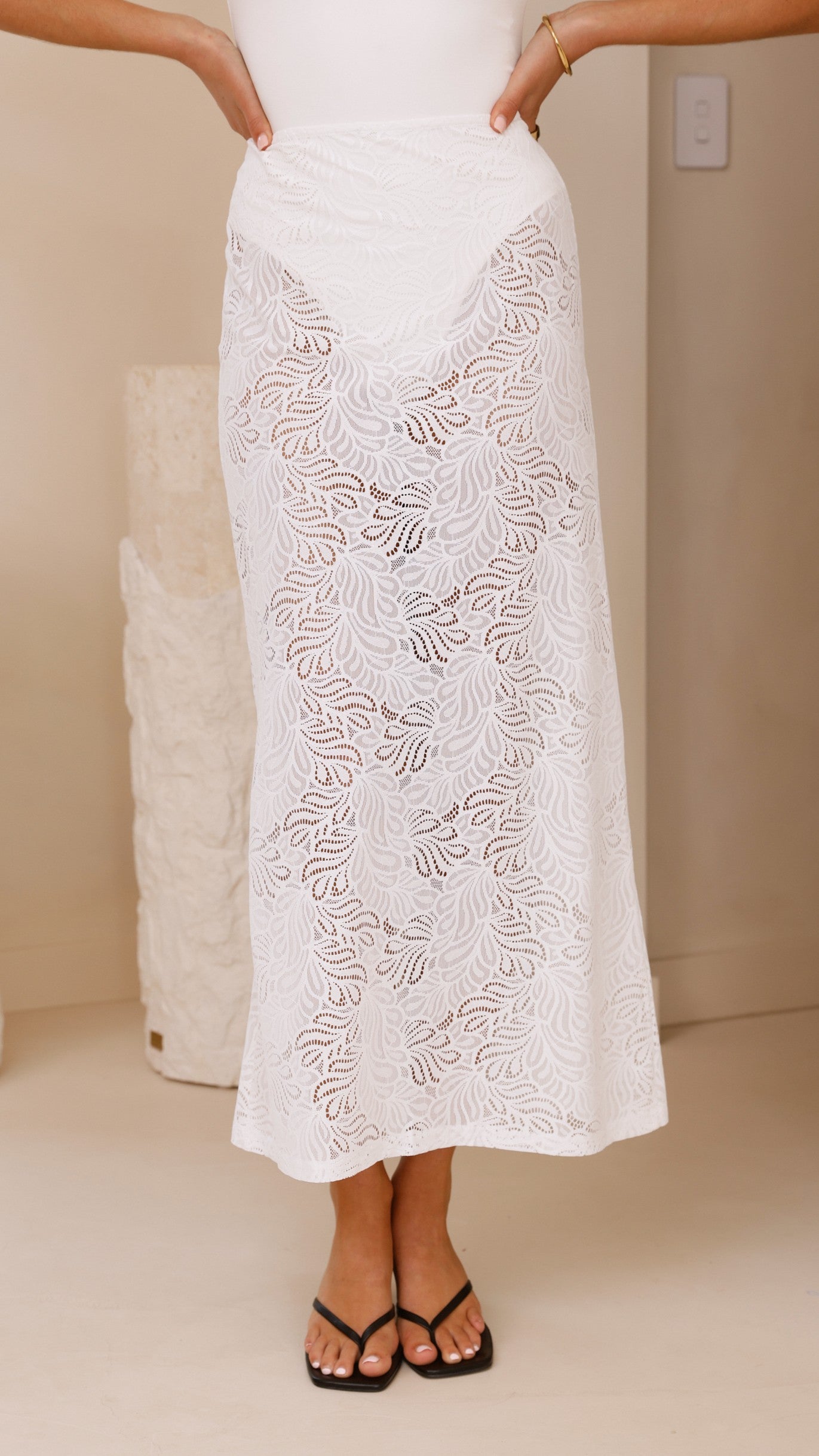 Louisa Lace Maxi Skirt - White
