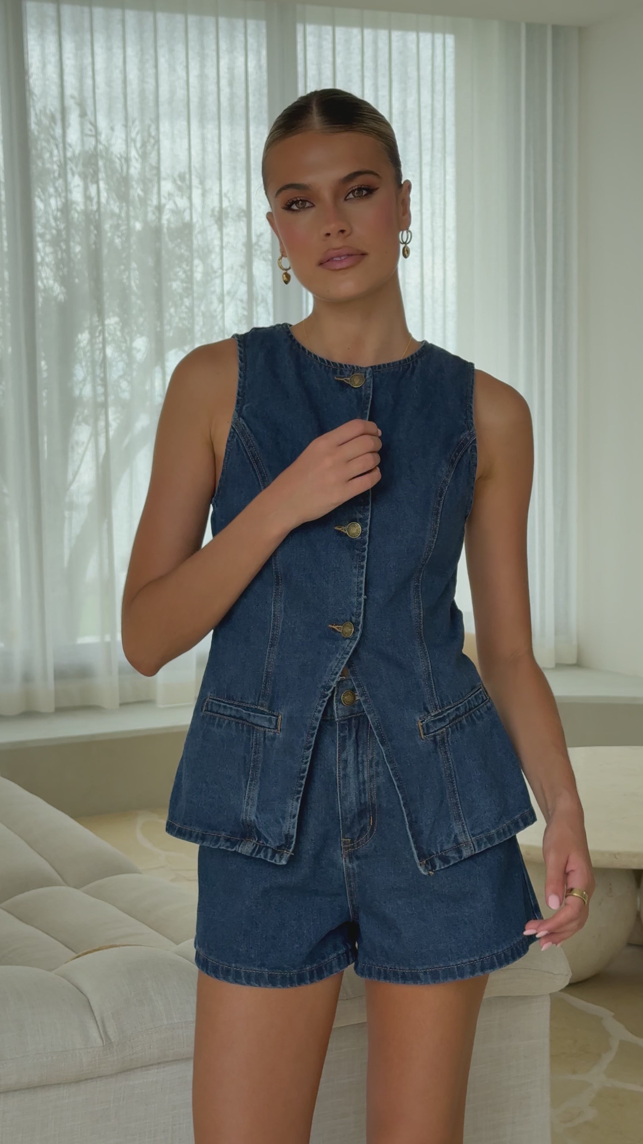 Cairo Denim Vest - Dark Mid