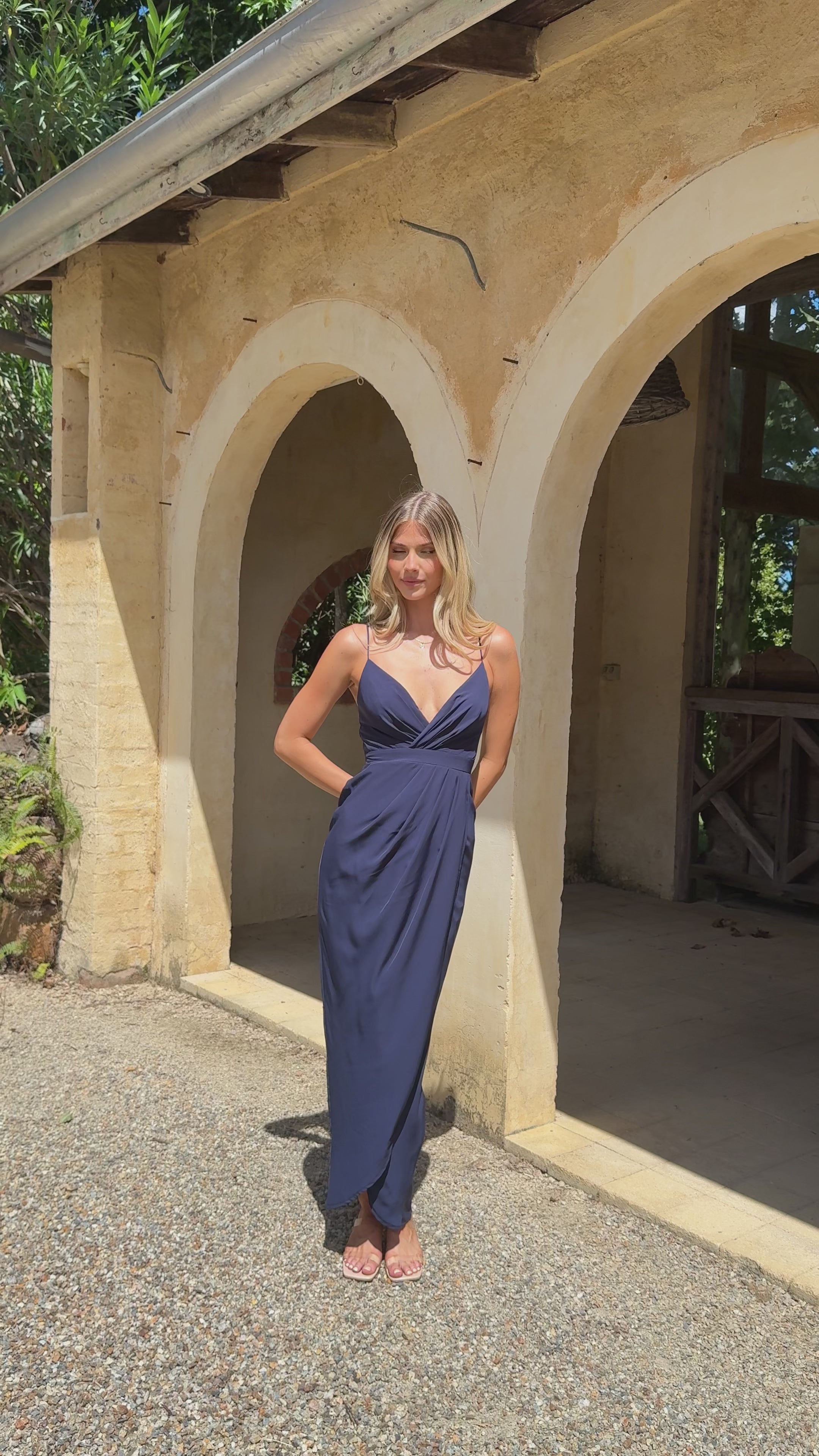 Charlotte Draped Maxi Dress - Navy