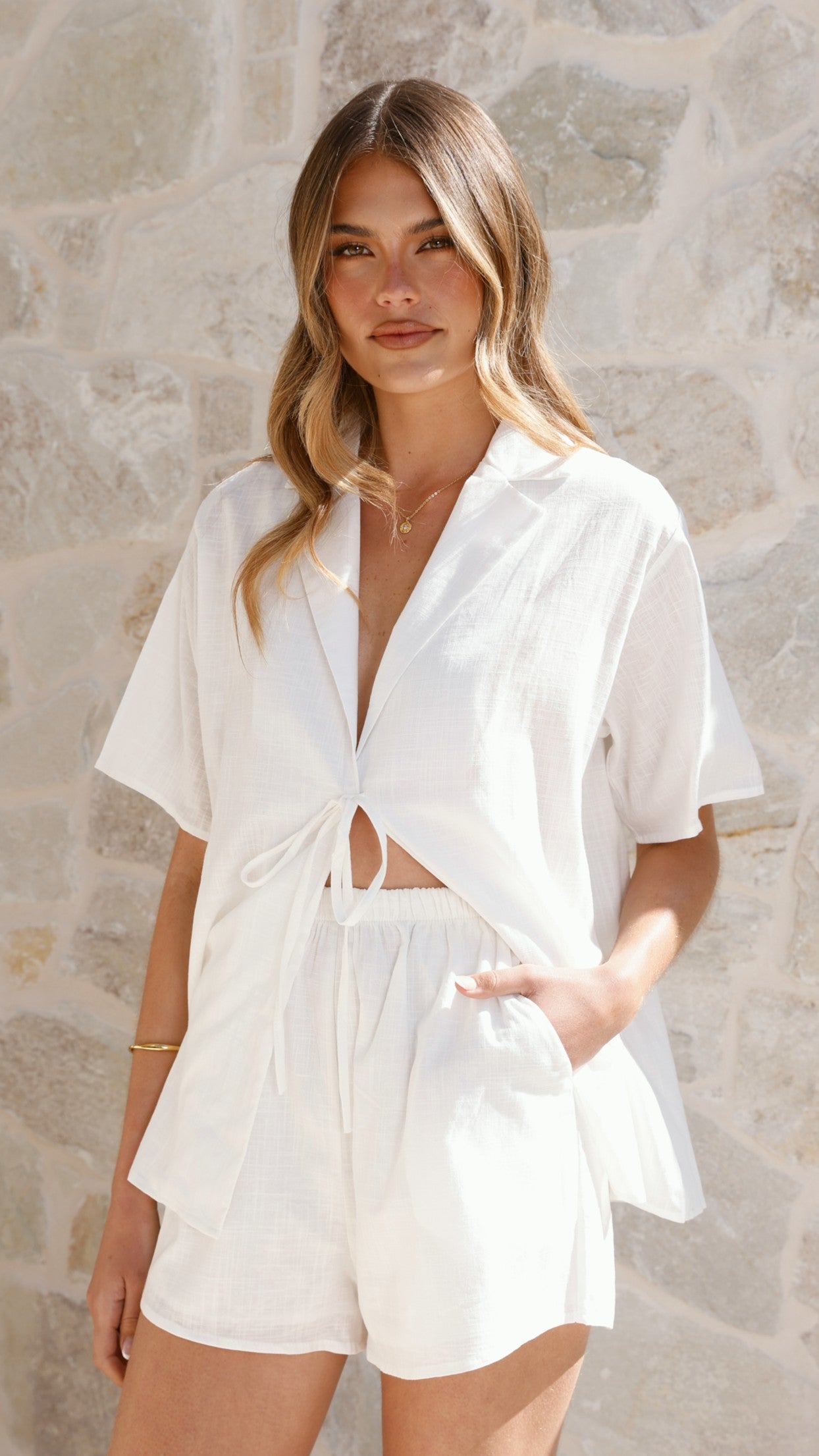 Vesper Top and Shorts Set - White