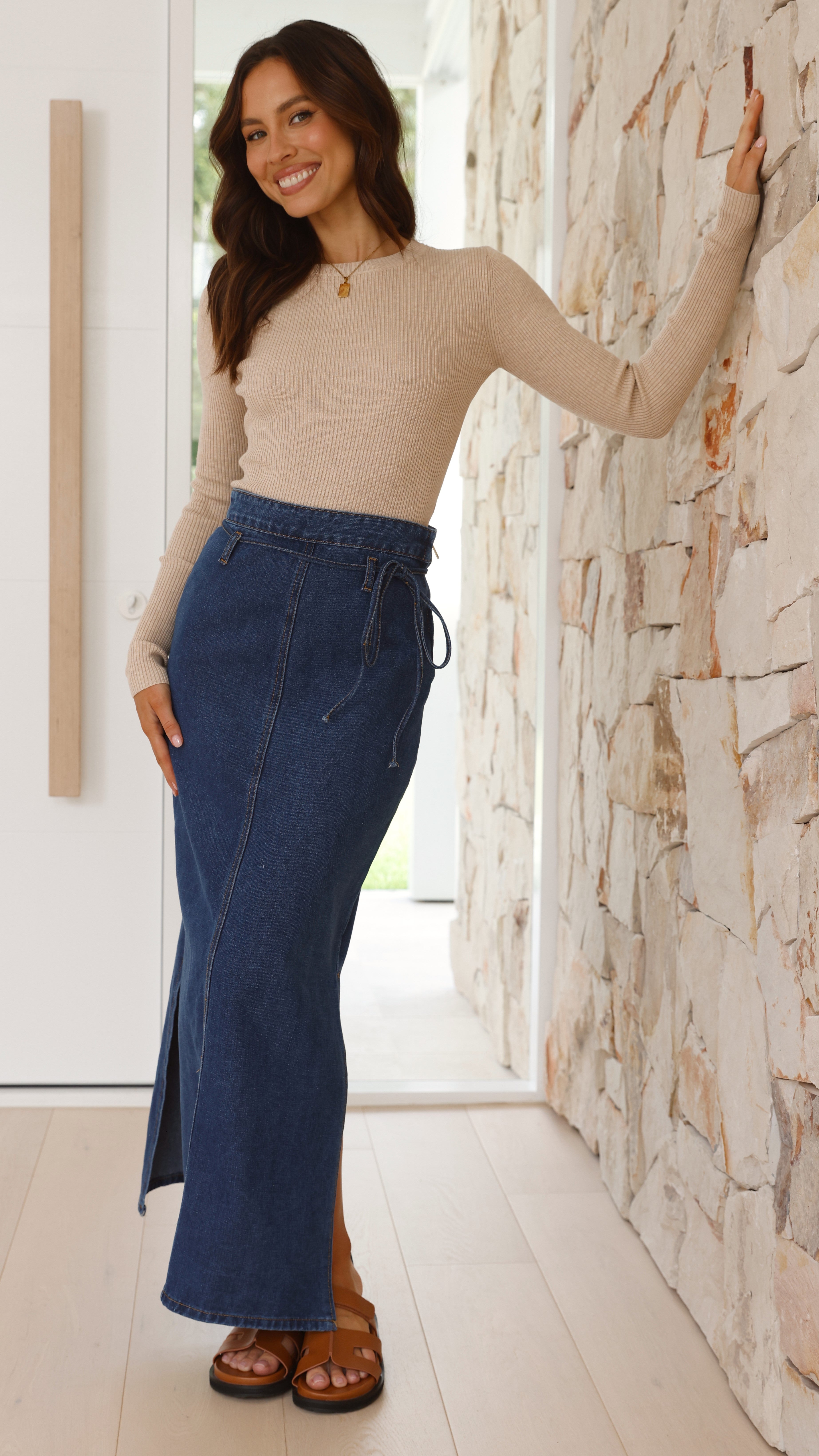 Kahlilia Maxi Skirt - Mid Blue Denim