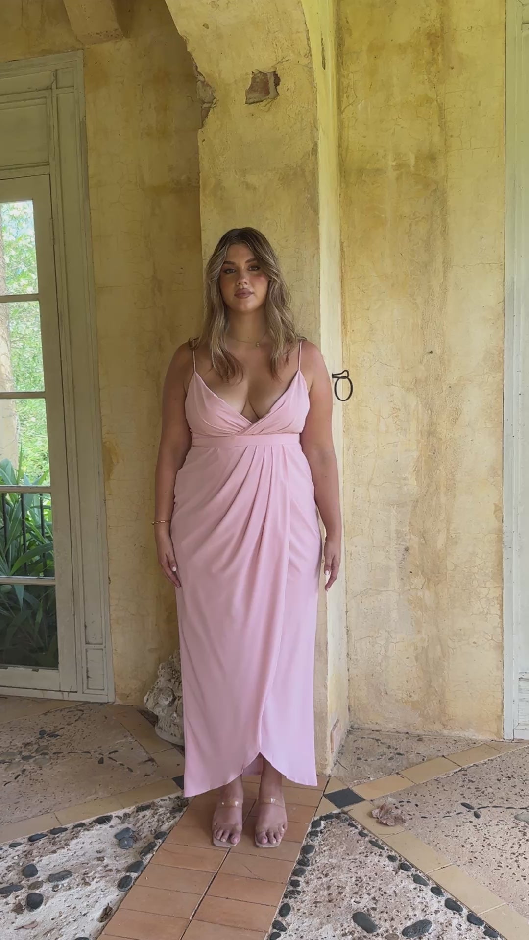 Charlotte Draped Maxi Dress - Pink