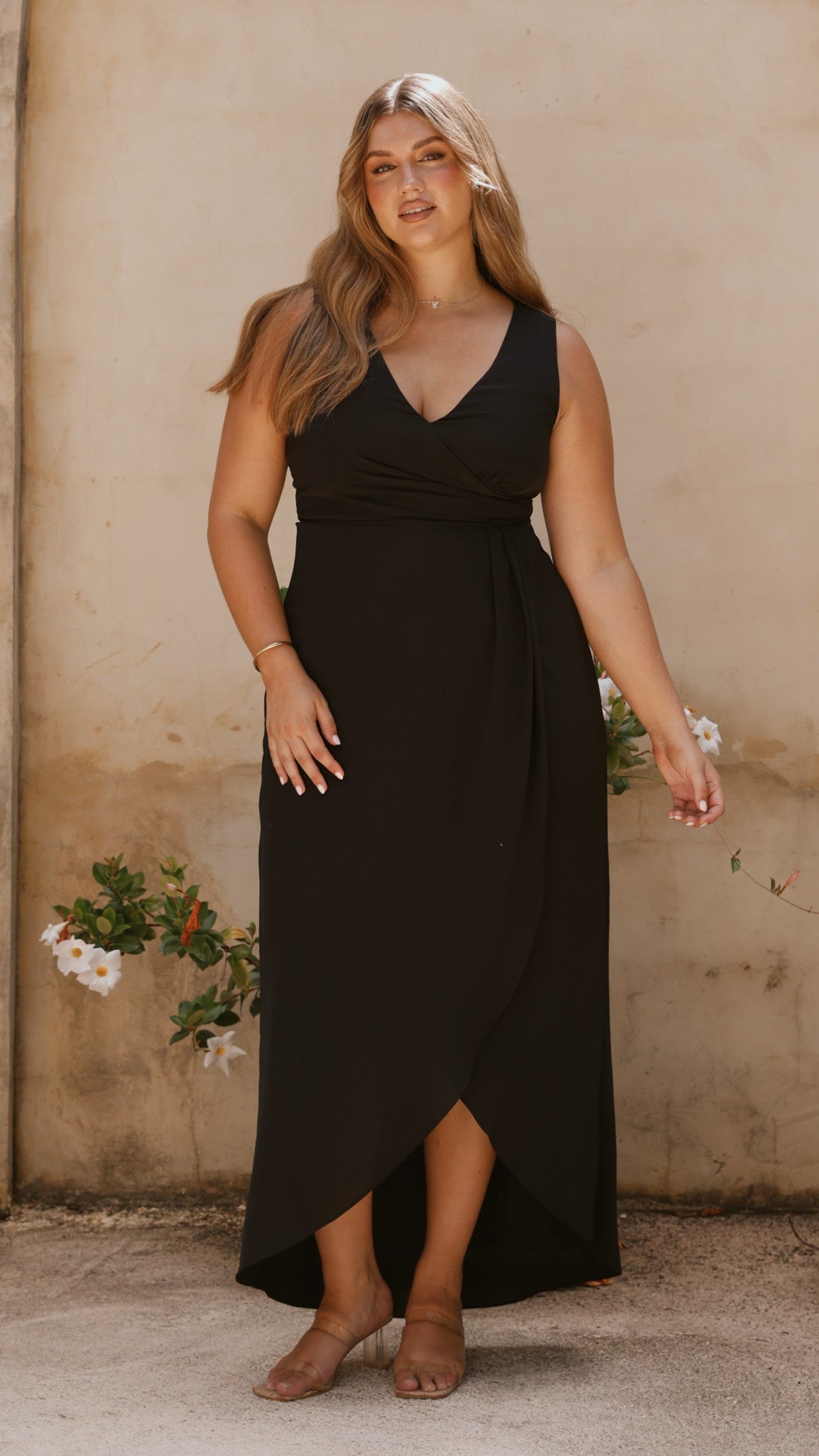 Pamela V Neck Maxi Dress - Black