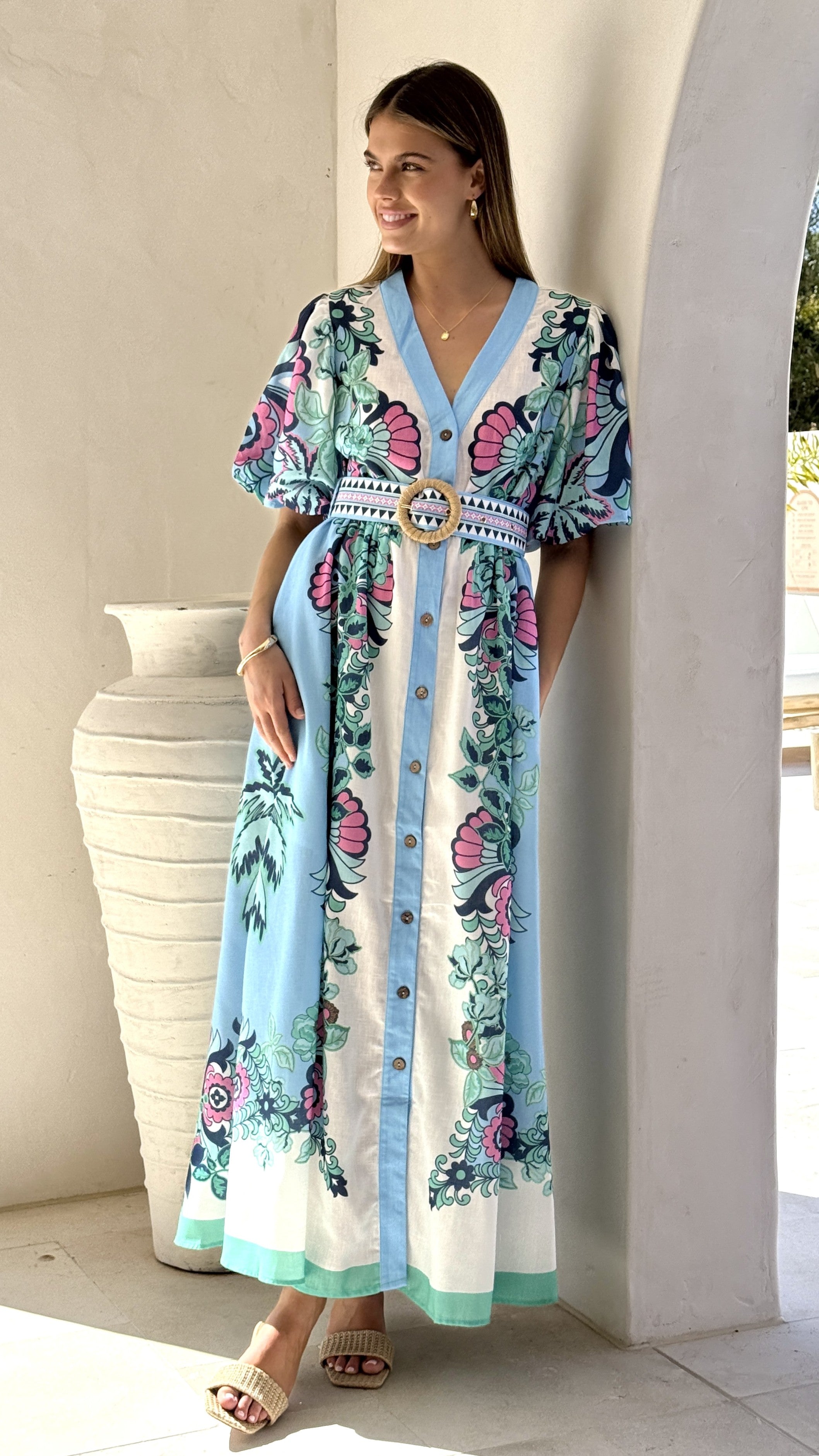 Dali Maxi Dress - Island Bloom Blue