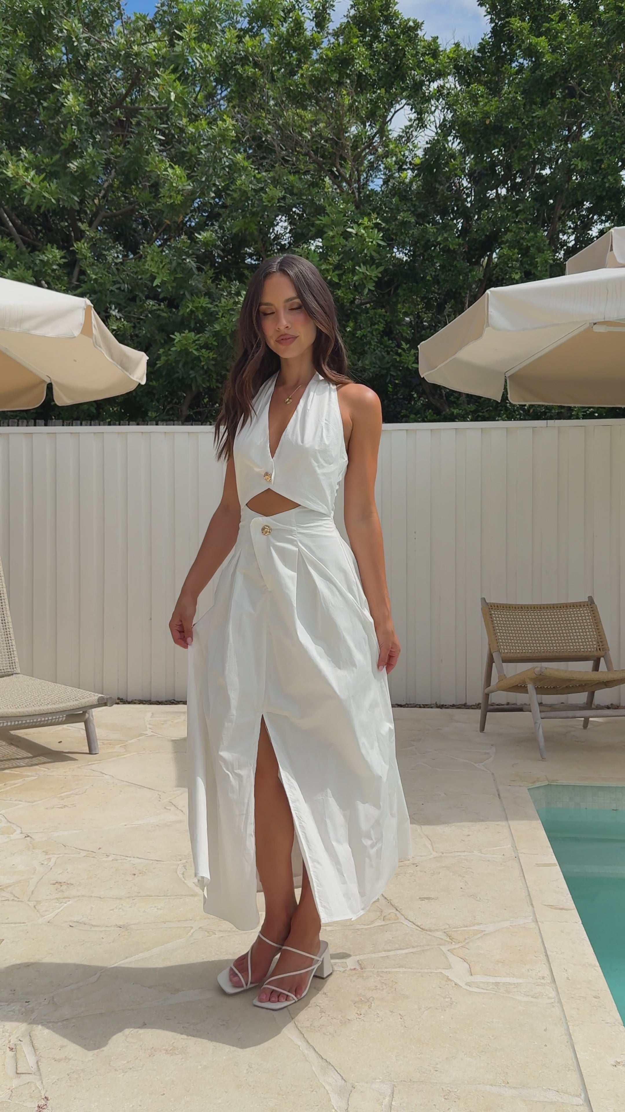 Wesley Halter Neck Maxi Dress - White