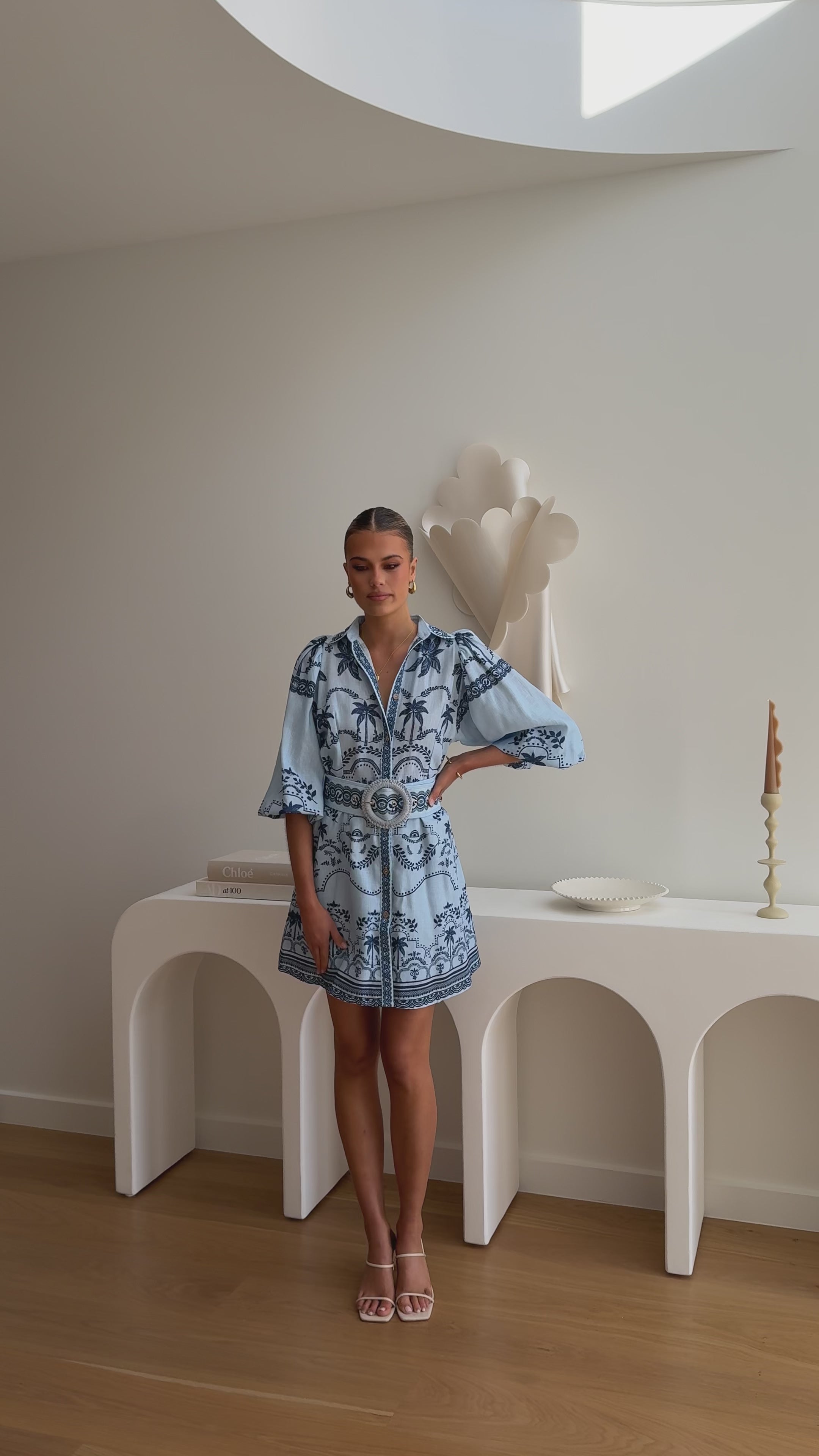 Xander Long Sleeve Mini Dress - Indigo