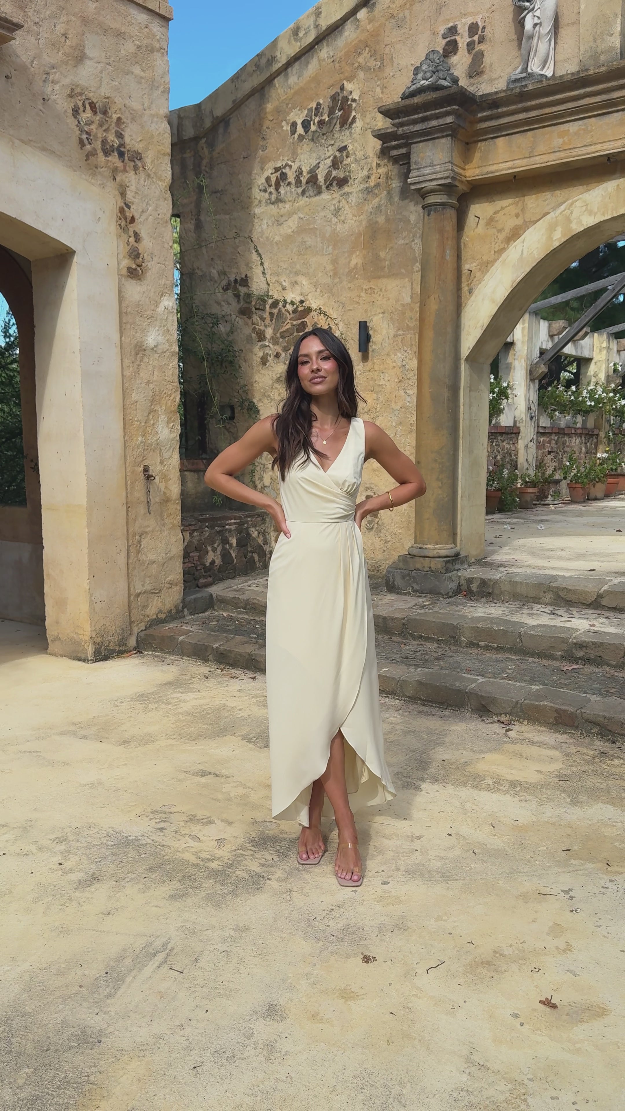 Pamela V Neck Maxi Dress - Yellow