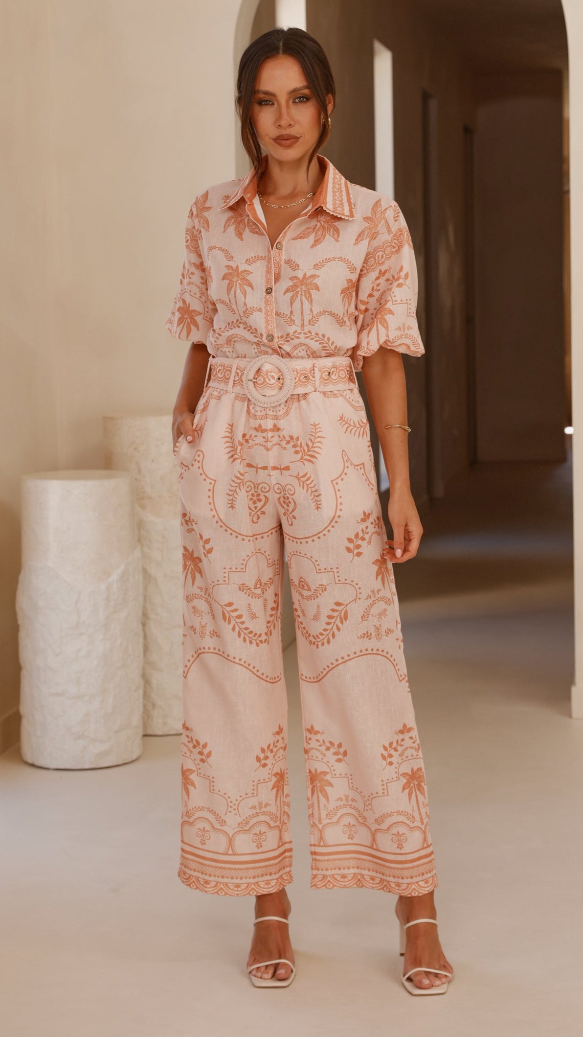 Xander Wide Leg Pants - Natural