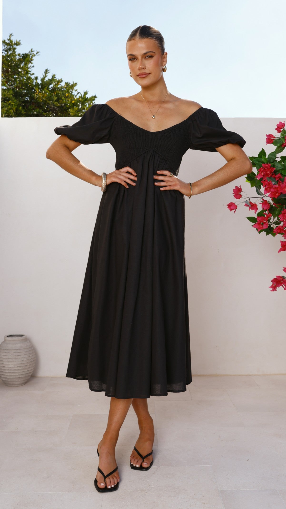 Sahirah Midi Dress - Black