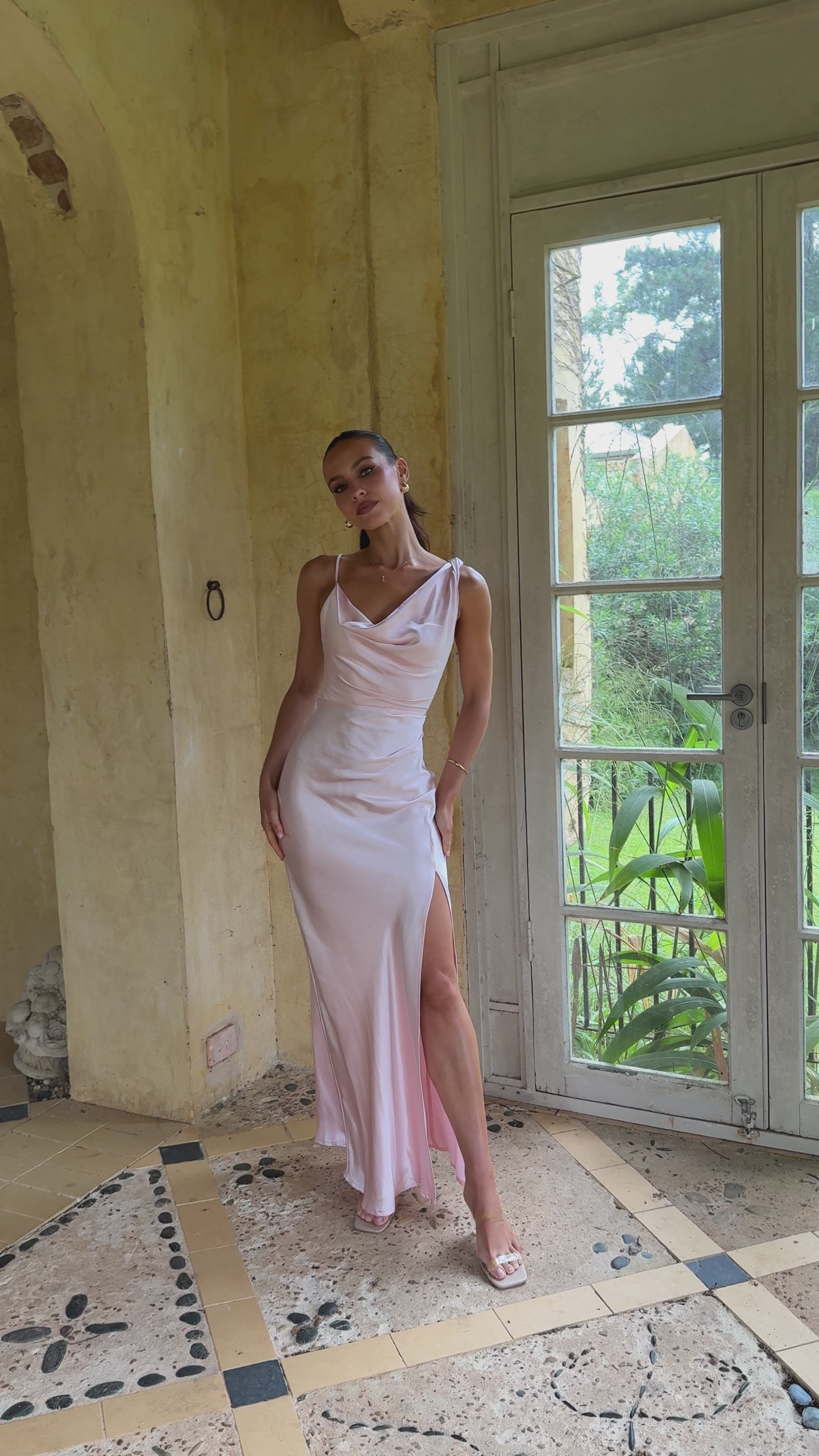 Iris Asymmetrical Maxi Dress - Pink