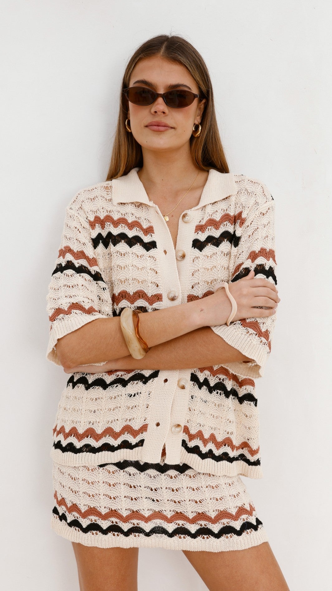 Greta Mini Skirt - Natural Stripe