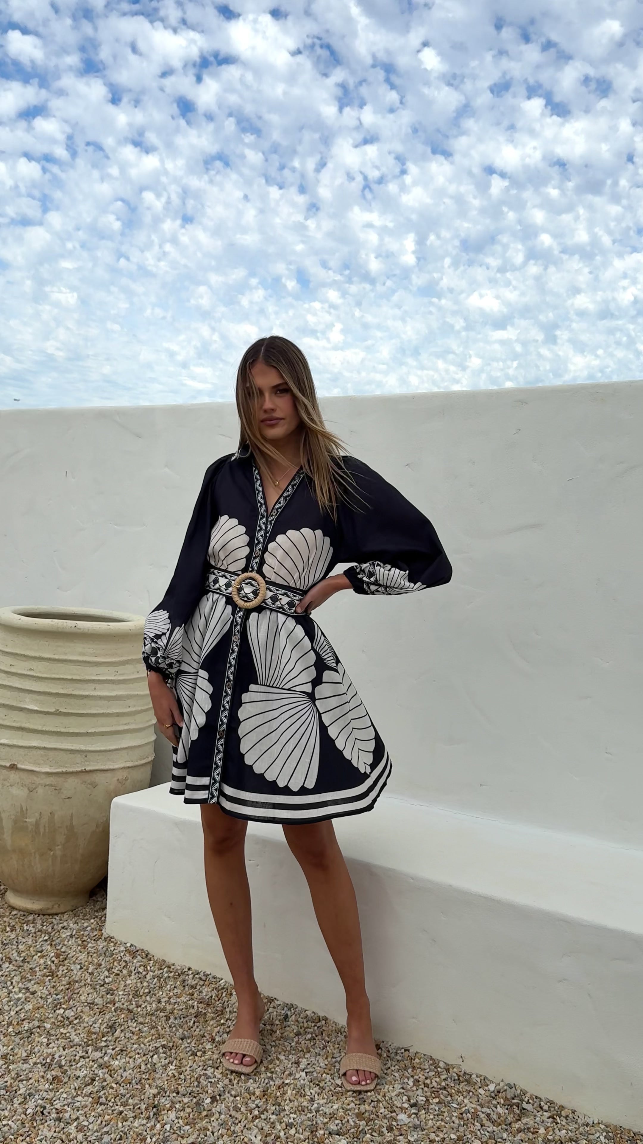 Mariel Long Sleeve Mini Dress - Black