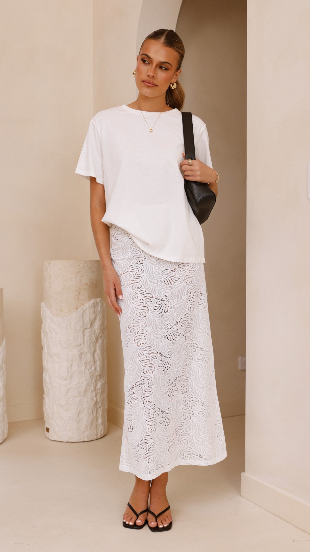 Louisa Lace Maxi Skirt - White