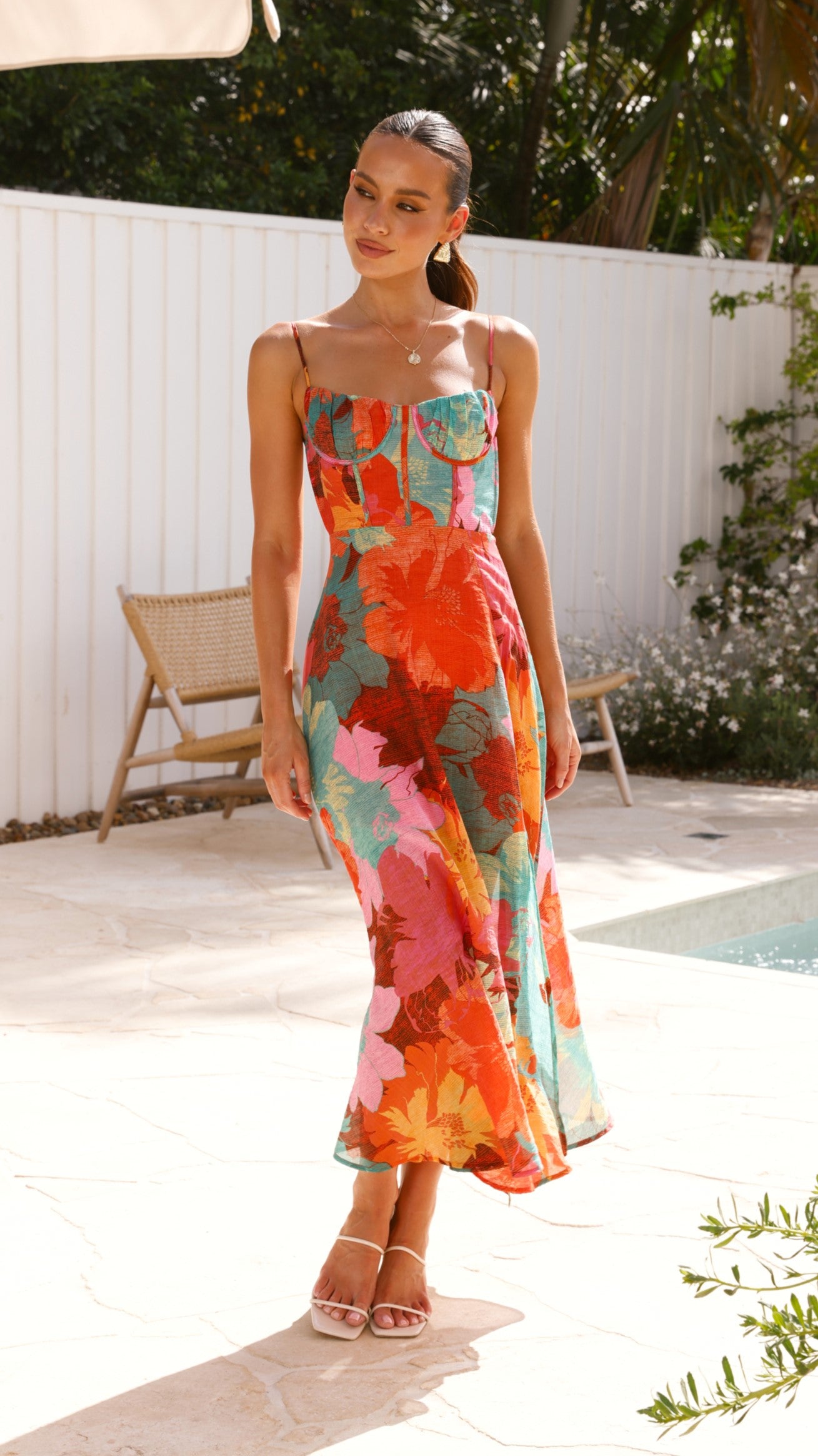 Rahima Maxi Dress - Orange Floral