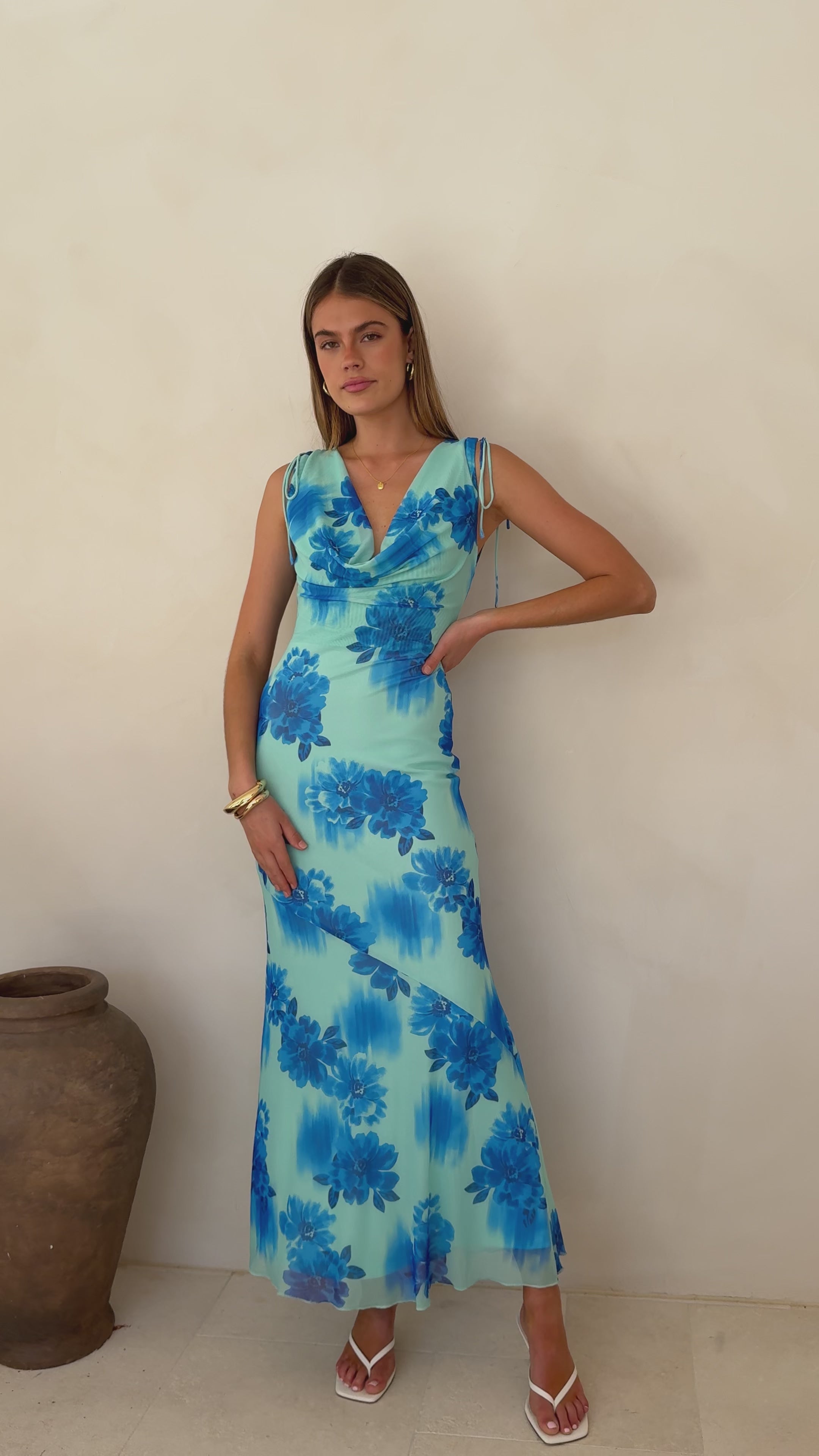 Nikova Maxi Dress - Blue Floral
