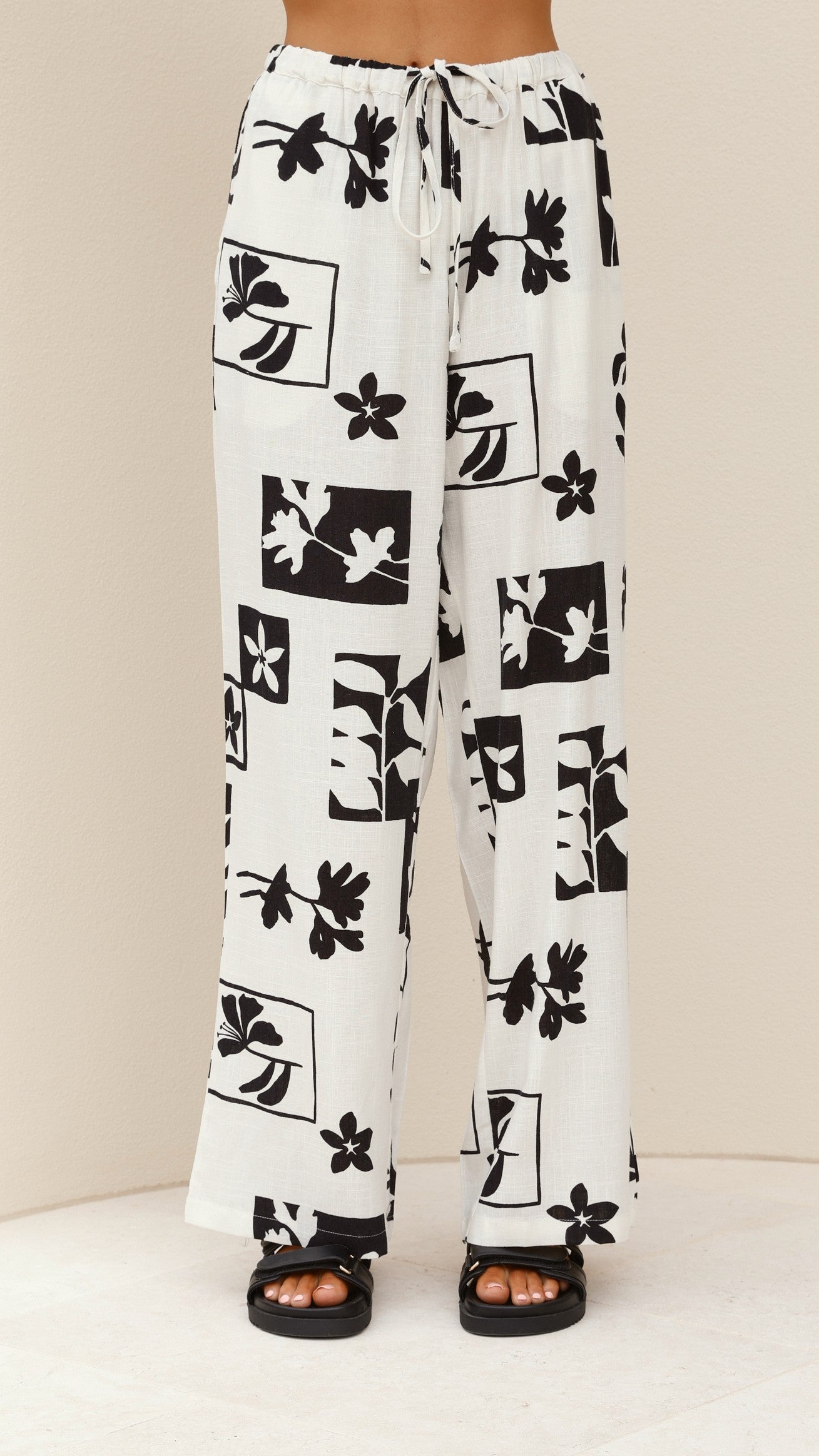 Samaya Pants - White/Black Print