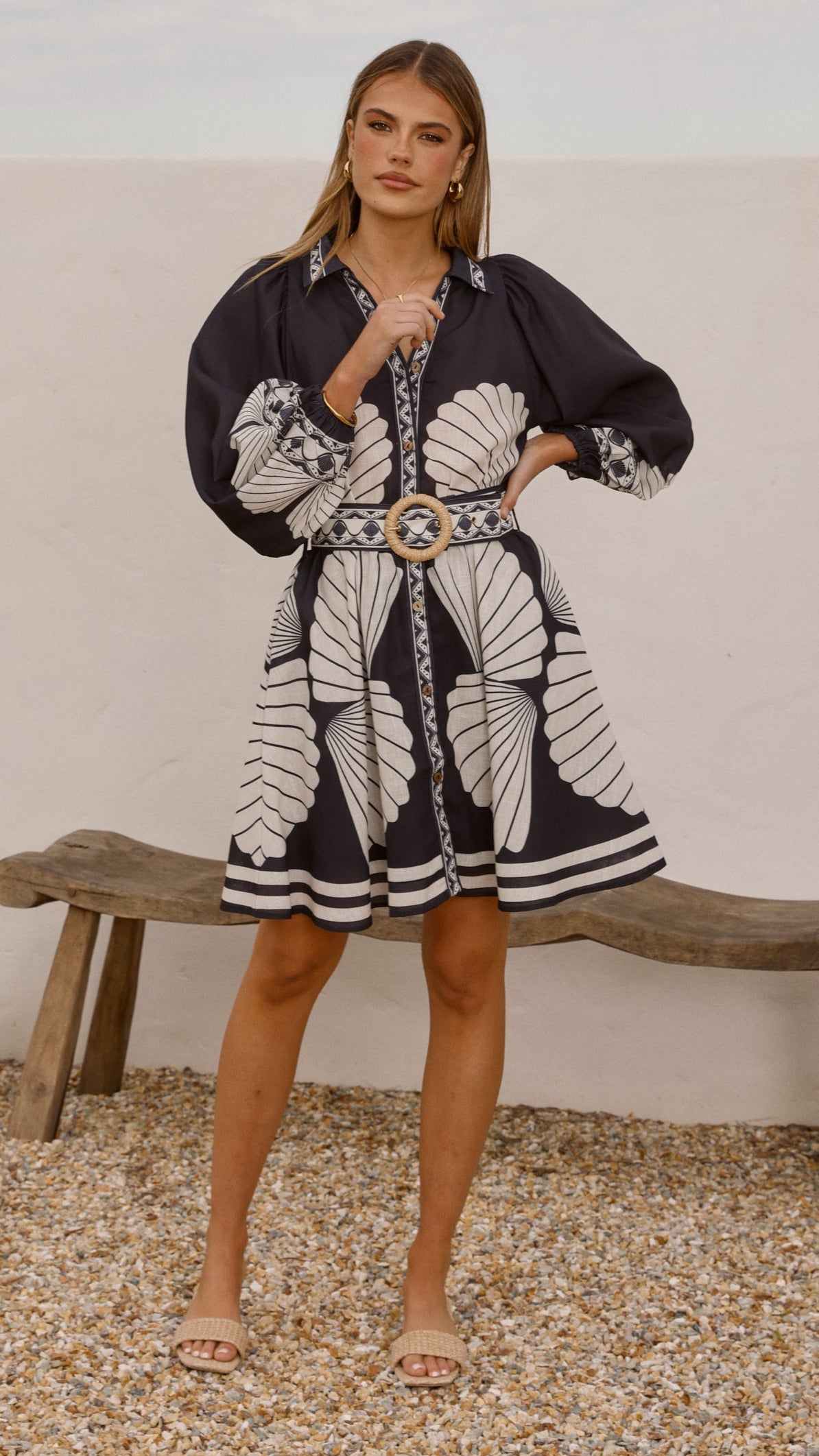 Mariel Long Sleeve Mini Dress - Black