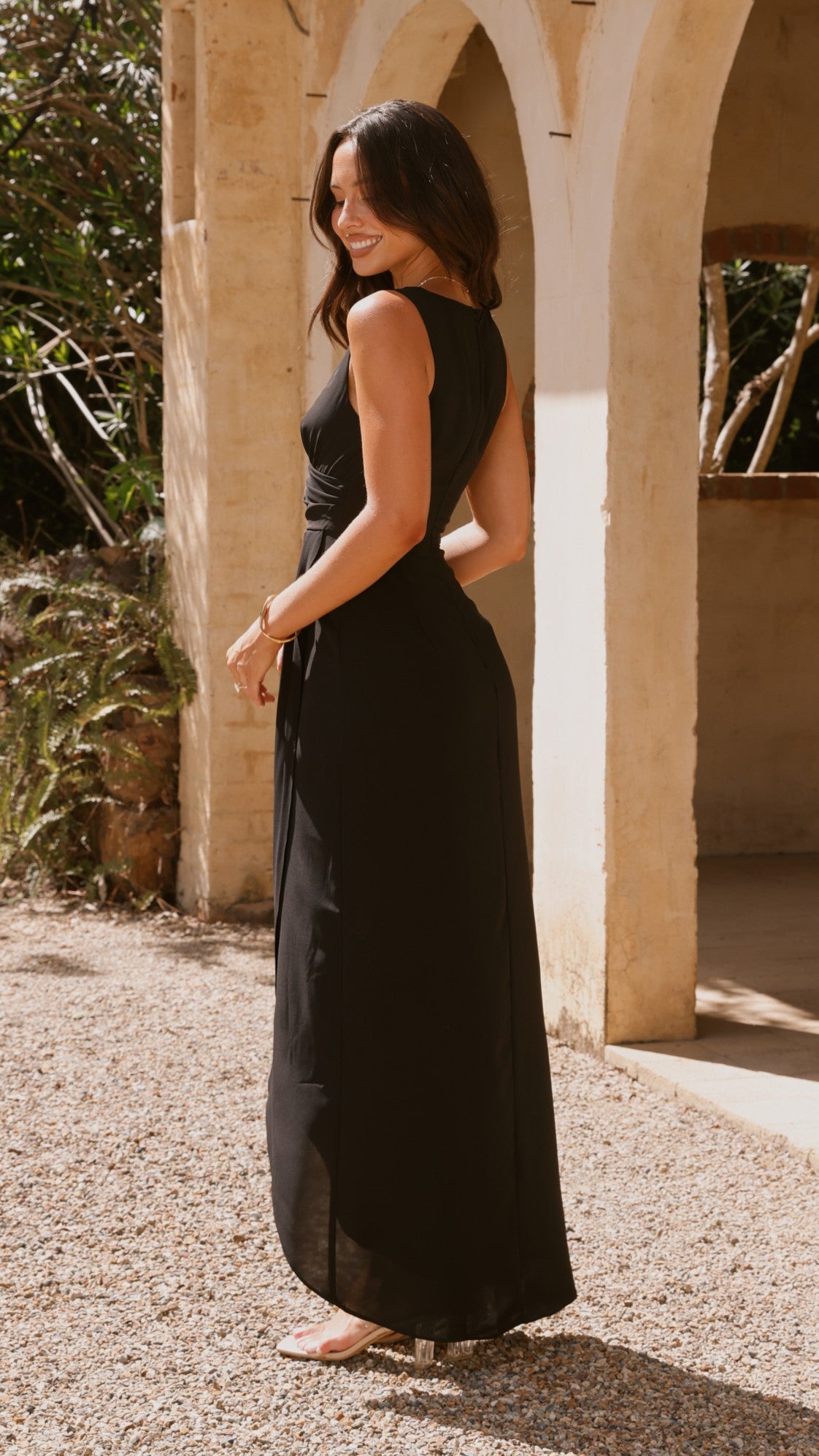 Pamela V Neck Maxi Dress - Black