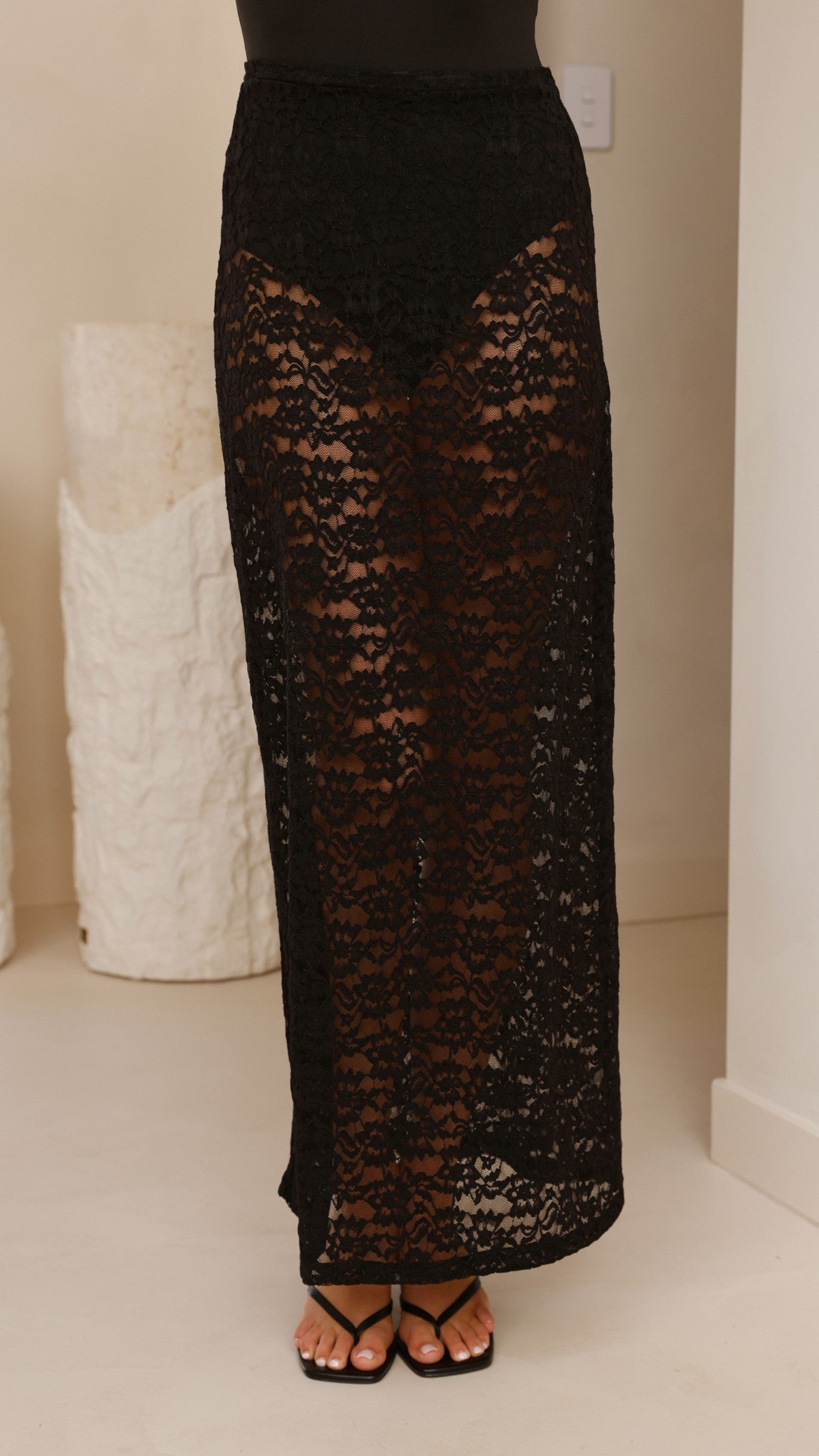 Harlene Lace Maxi Skirt - Black