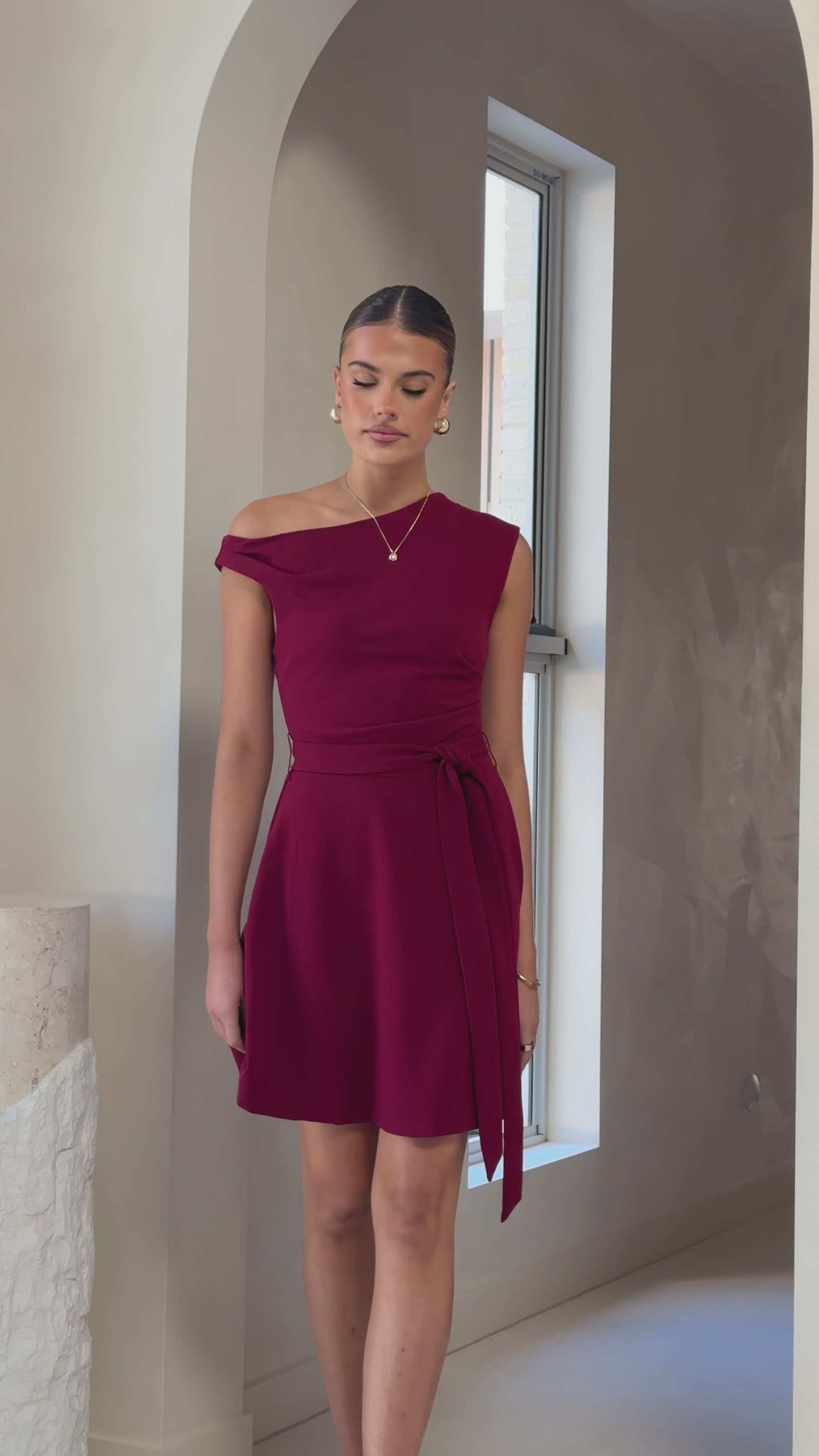Gem Mini Dress - Burgundy