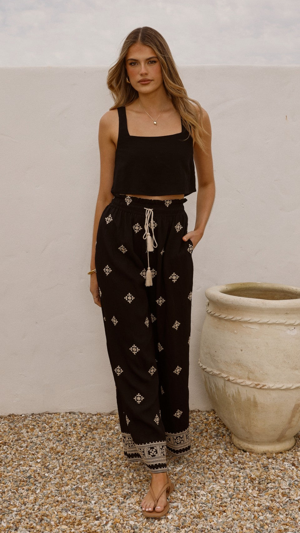 Deni Pants - Black/Beige