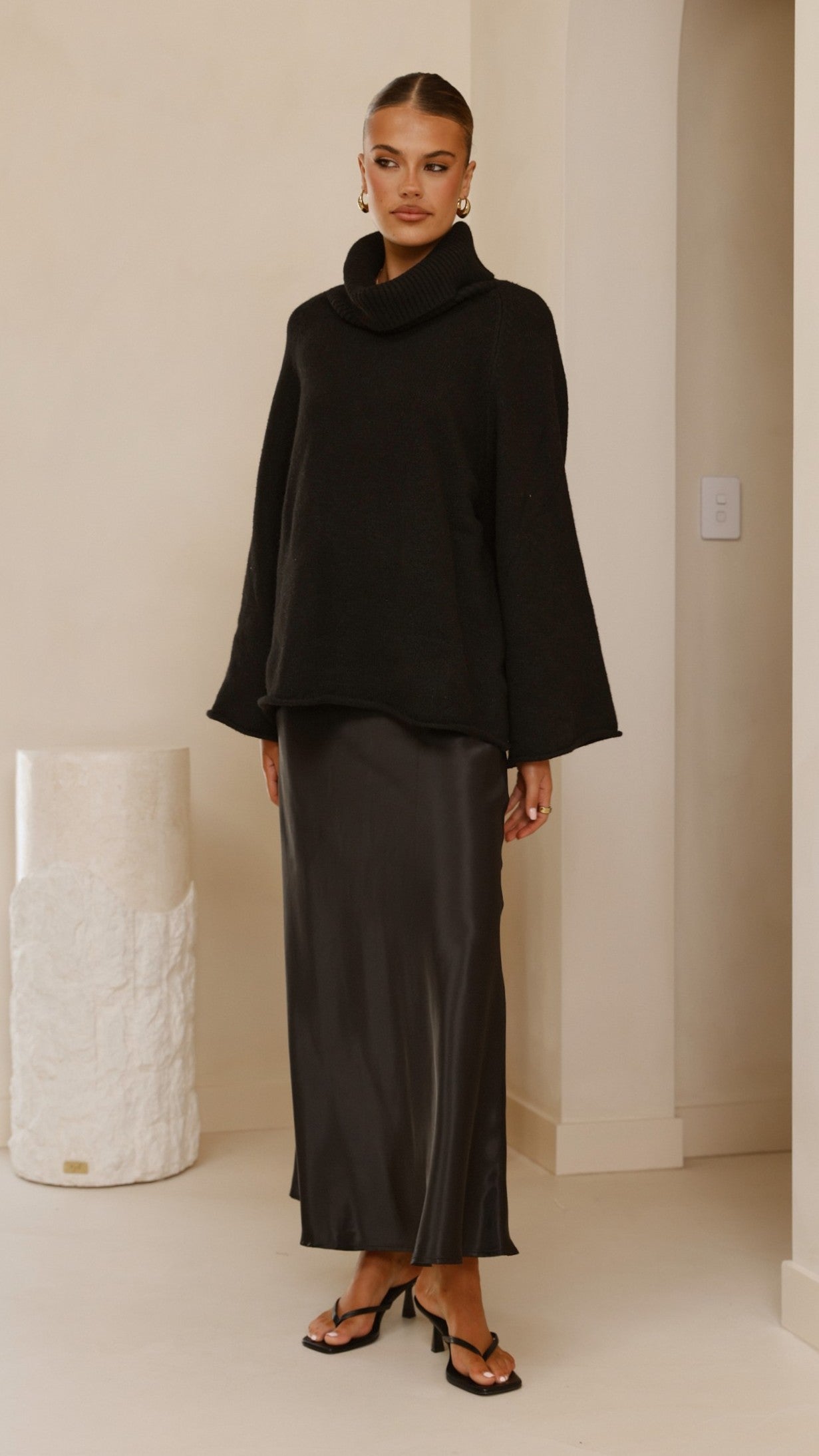 Darina Bias Cut Maxi Skirt - Black