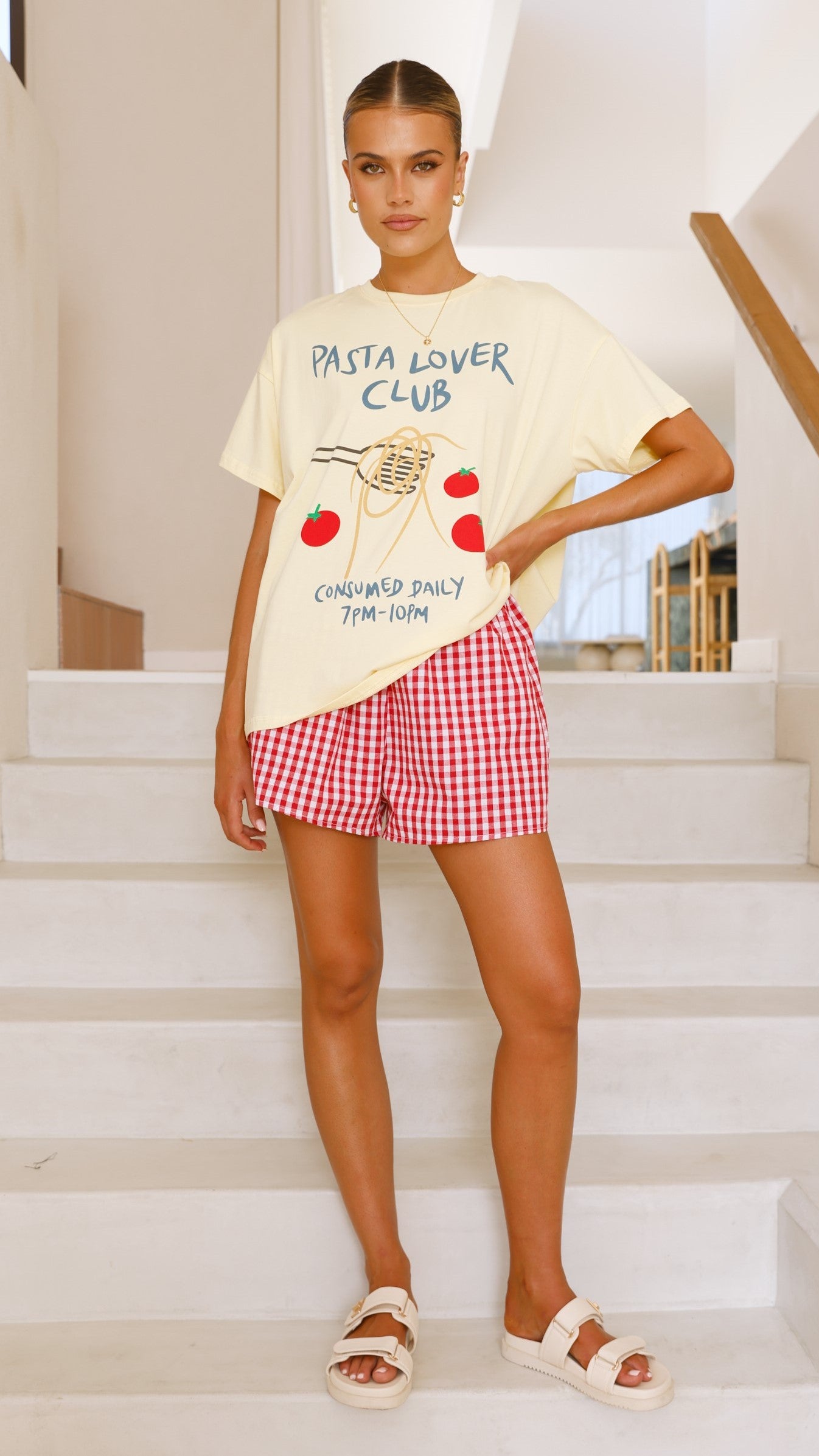 Pasta Lover Top and Shorts Set - Yellow/Red