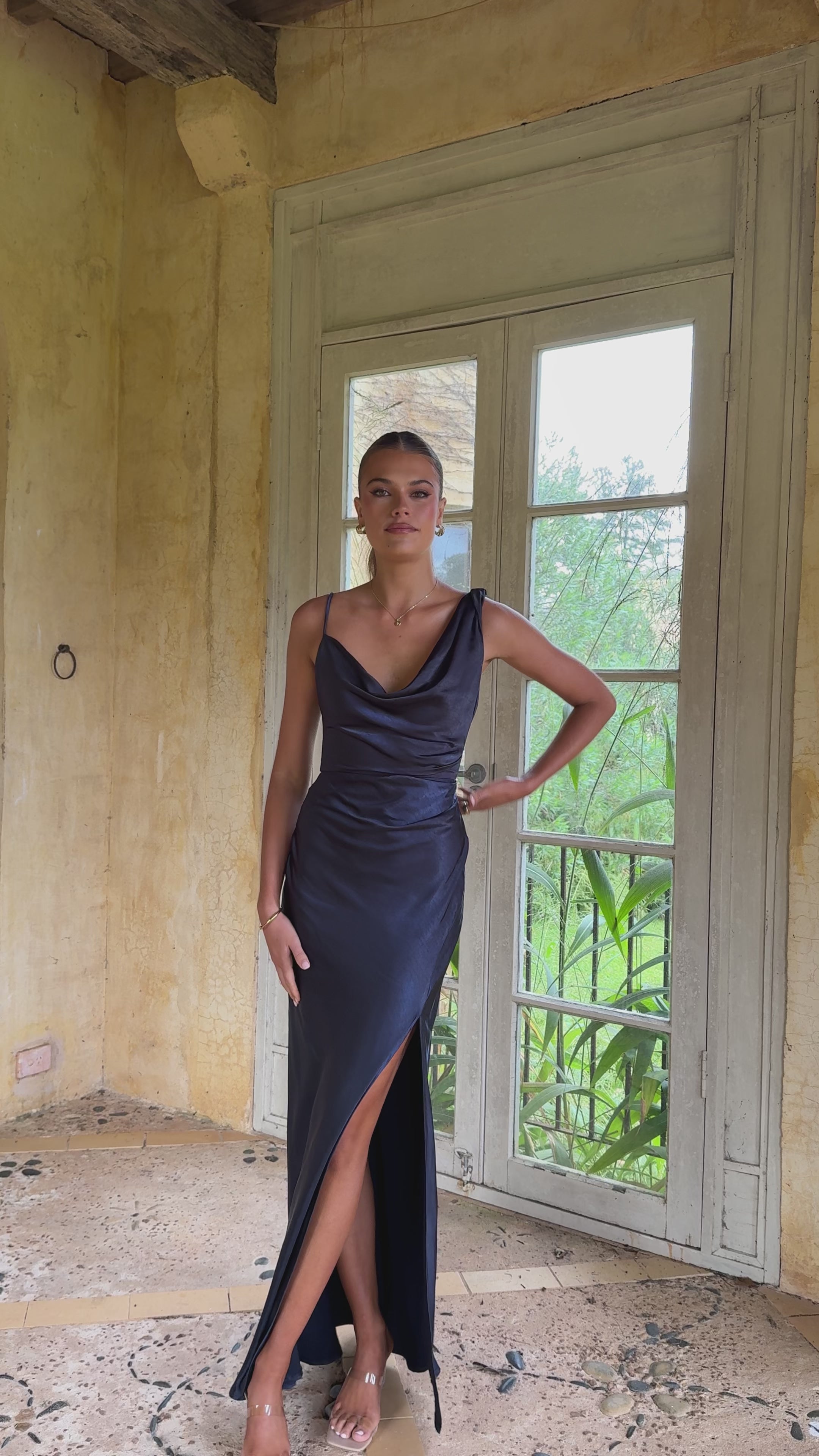 Iris Asymmetrical Maxi Dress - Navy