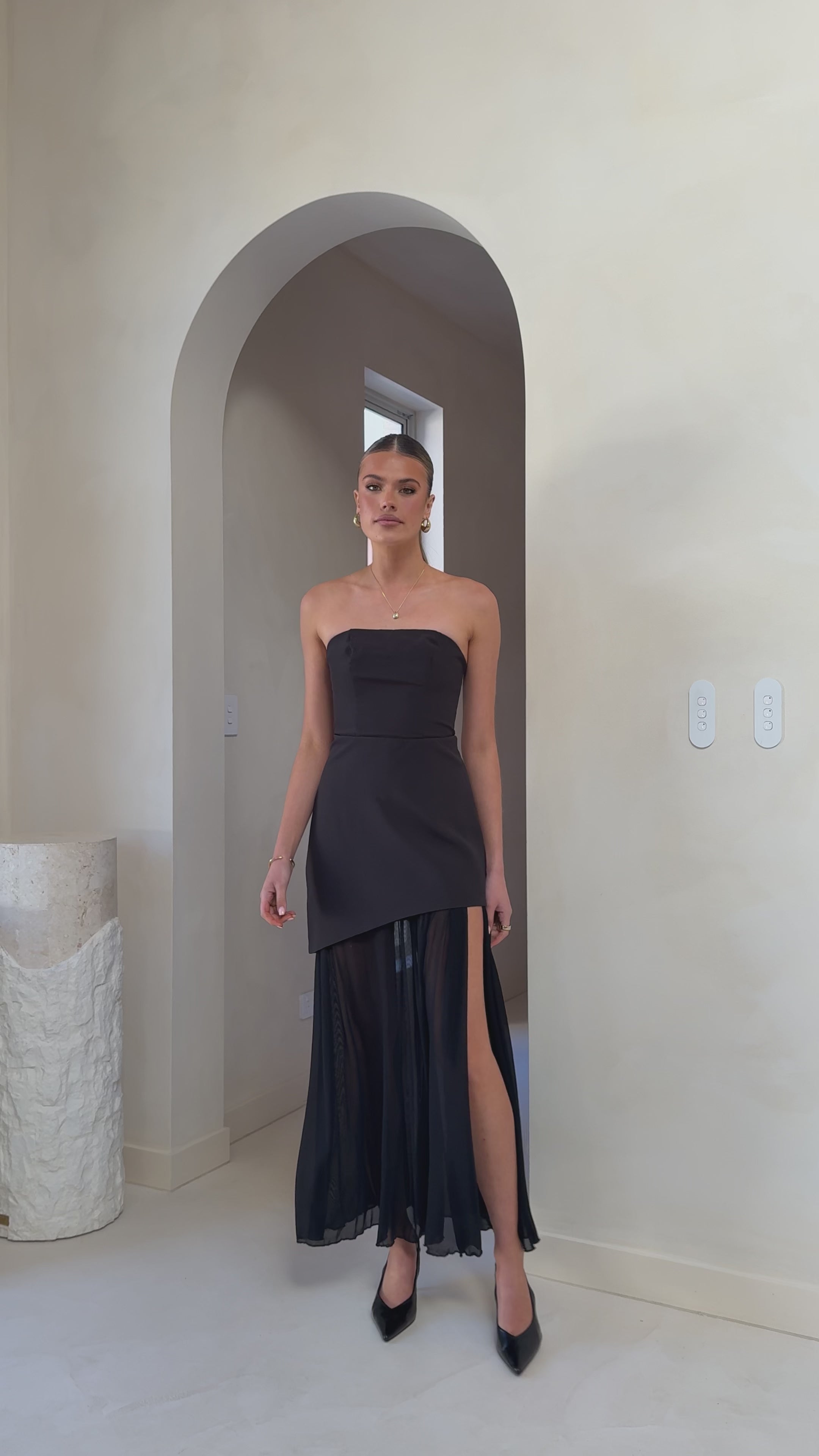 Fenella Asymmetrical Maxi Dress - Black