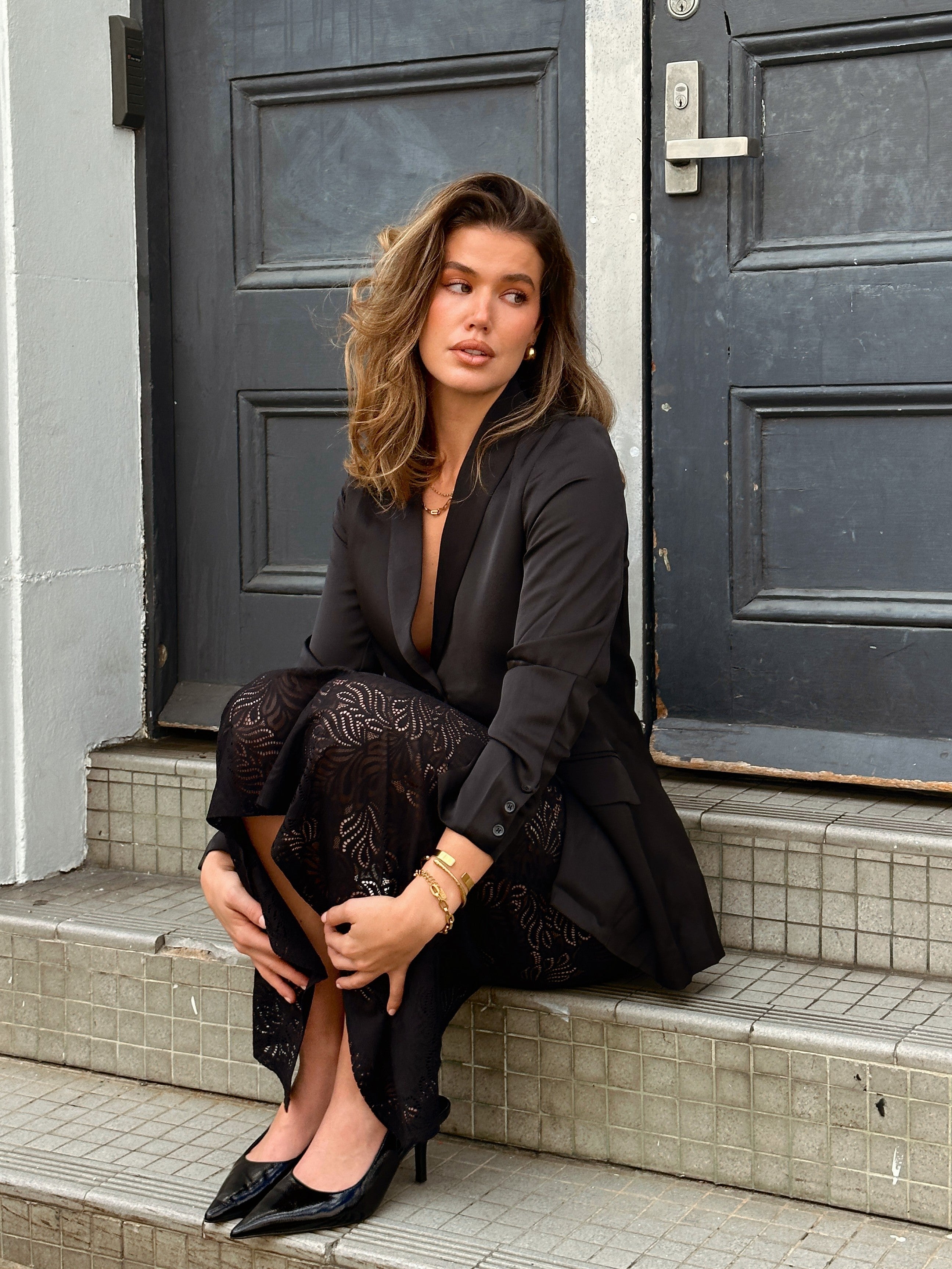 Louisa Lace Maxi Skirt - Black