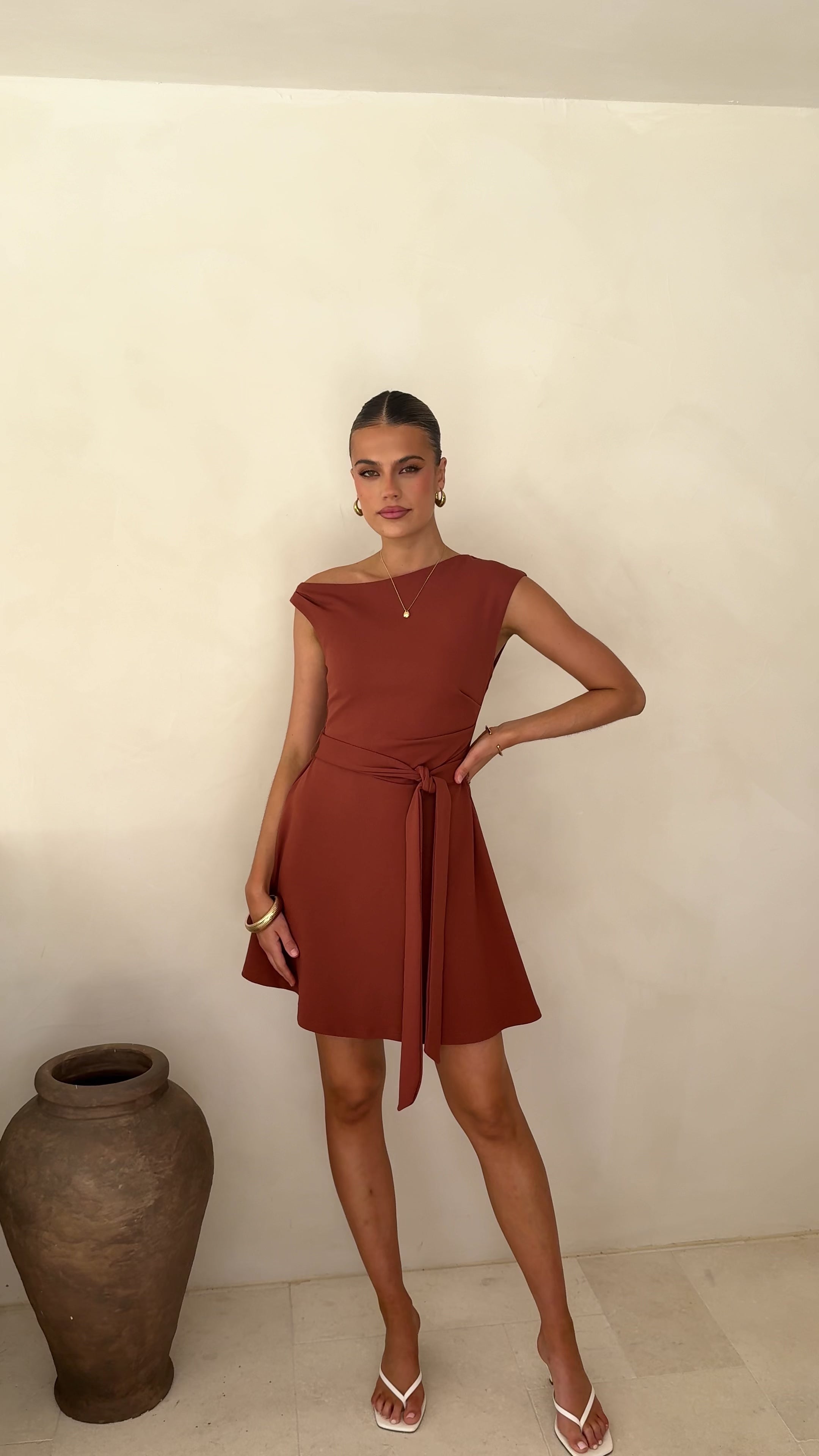 Gem Mini Dress - Brown