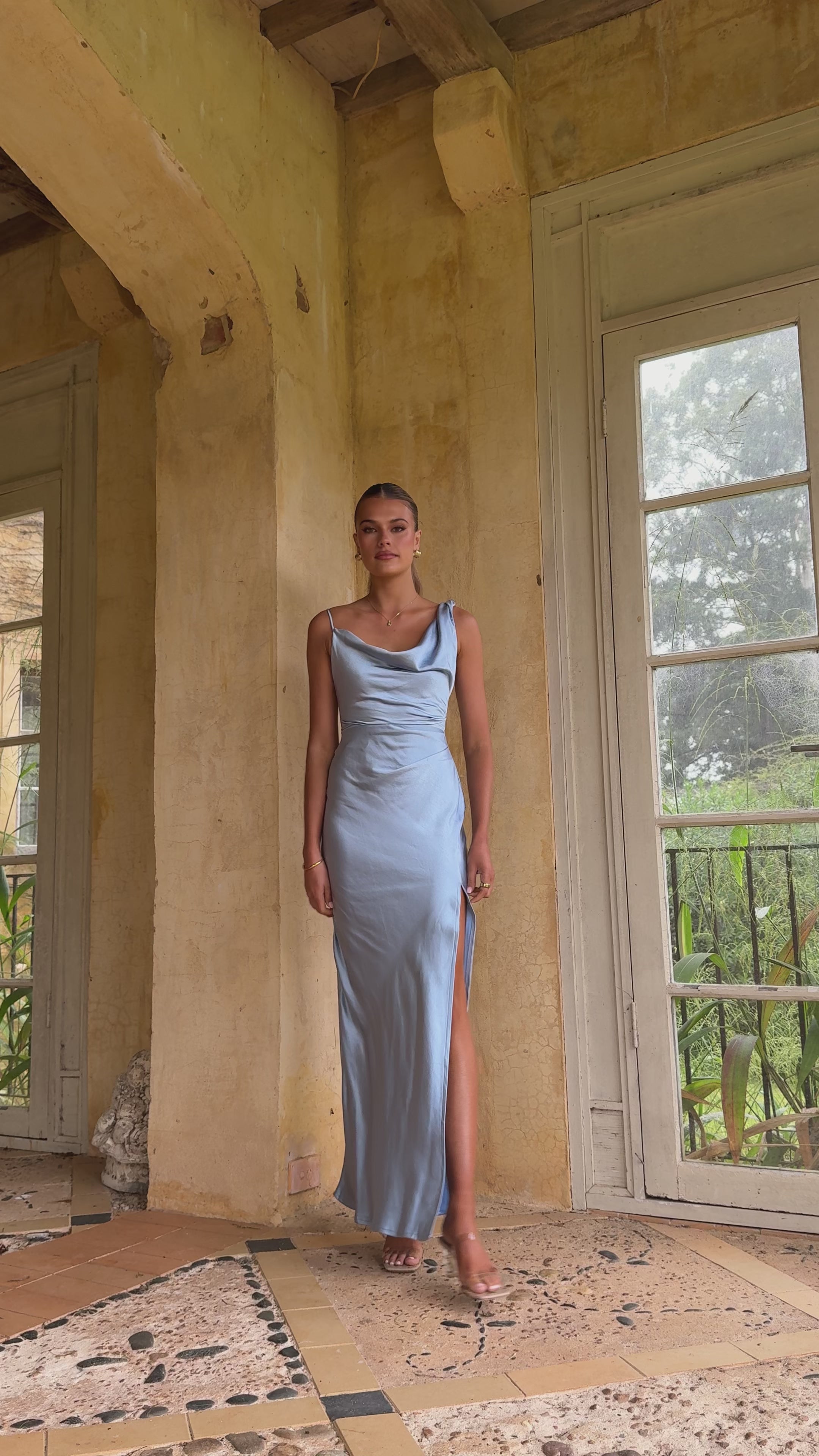 Iris Asymmetrical Maxi Dress - Blue