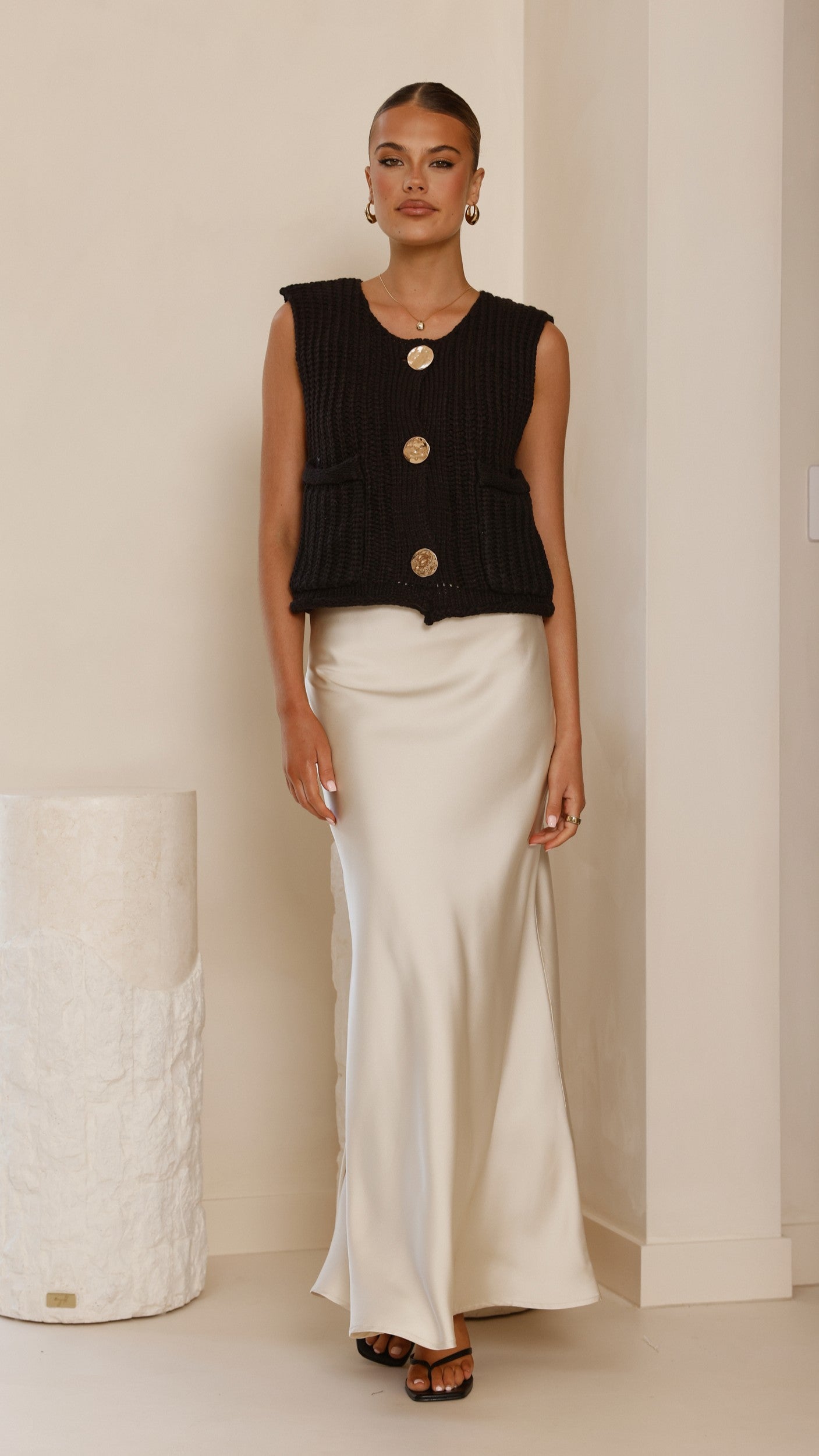 Darina Bias Cut Maxi Skirt - Champagne