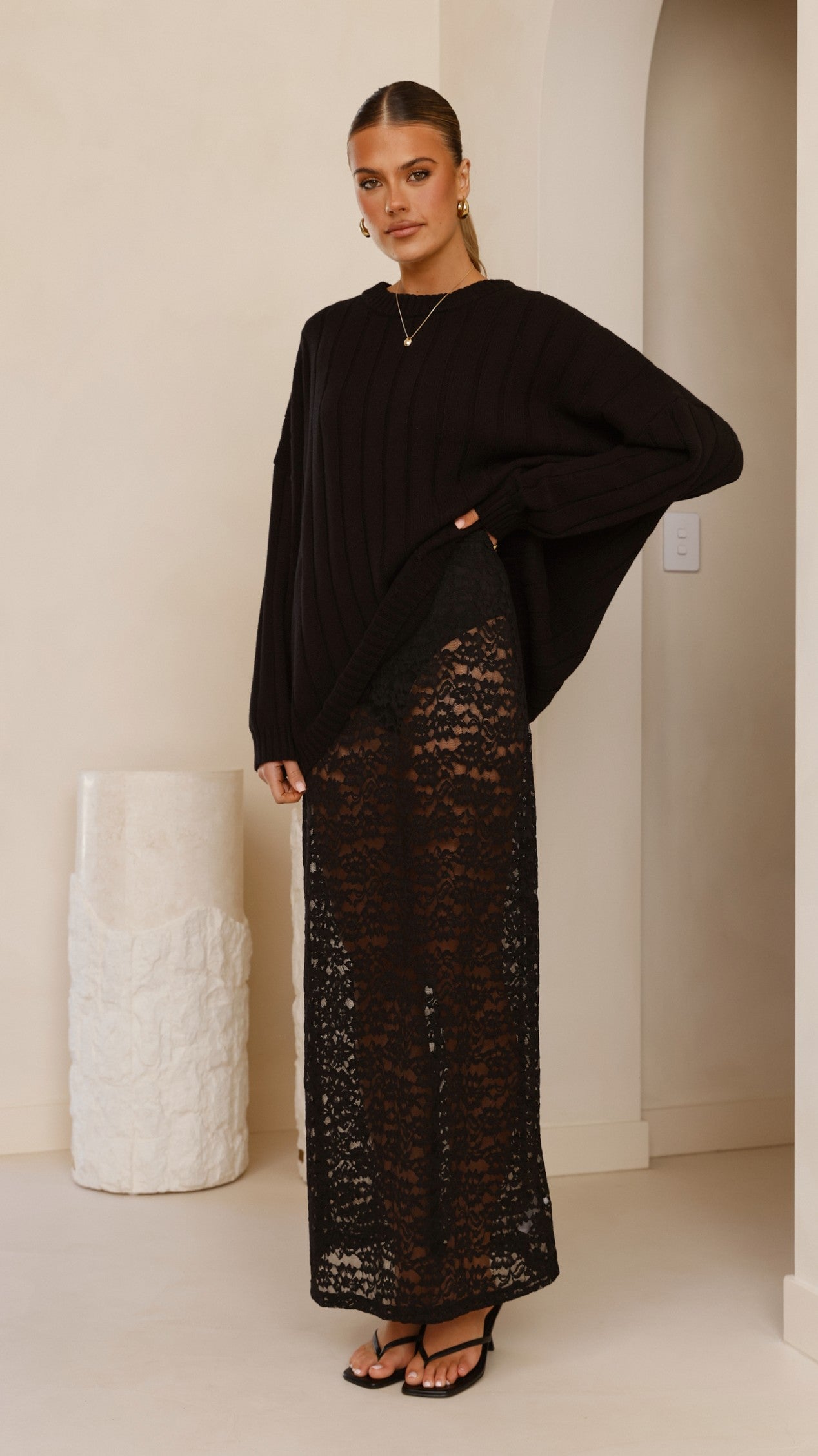 Harlene Lace Maxi Skirt - Black