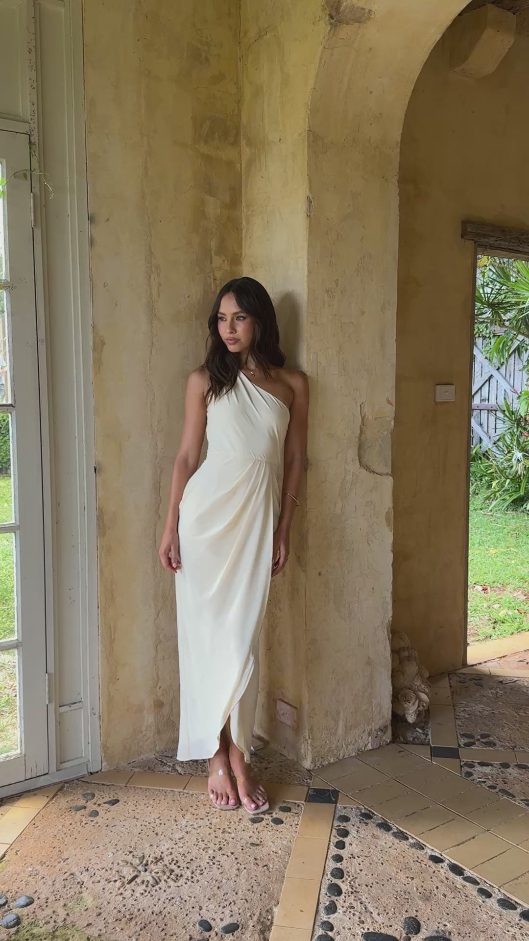 Clara One Shoulder Maxi Dress - Yellow