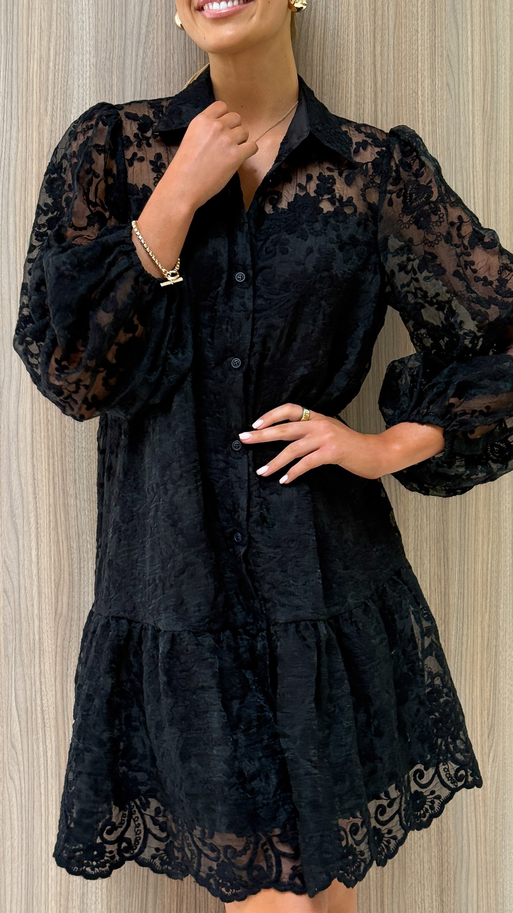 Acacia Lace Mini Dress - Black